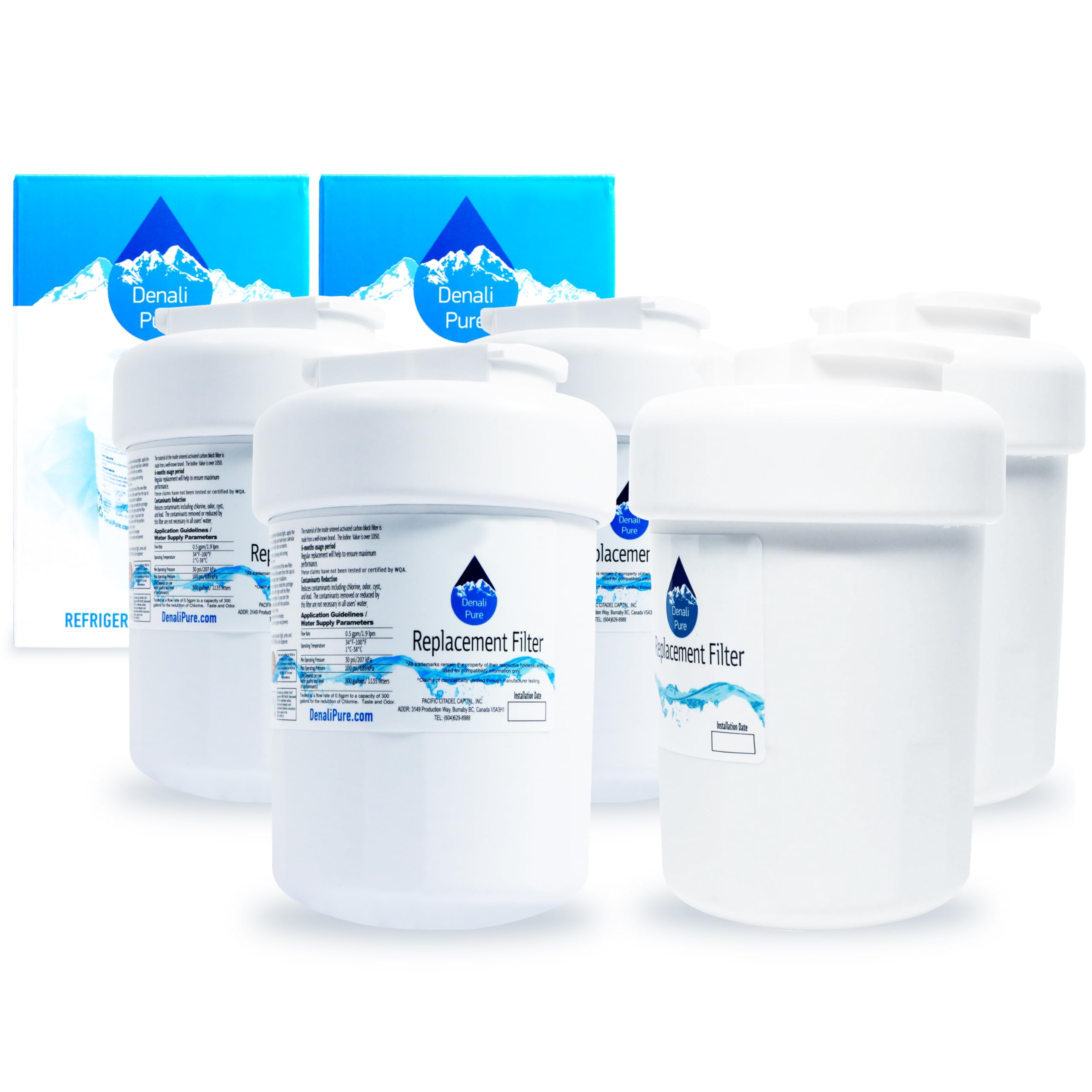 5-Pack GE GSL25IGXNLS Refrigerator Water Filter Replacement - Compatible with GE MWF & MWFP Fridge Filters | Clean Drinking Water for Home & Office Use