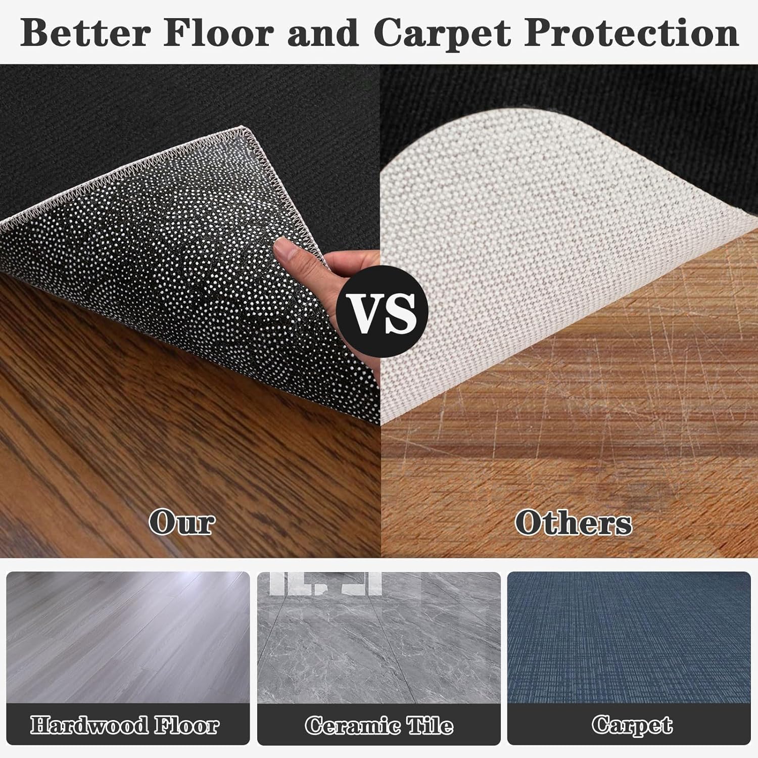Non-Slip Round Drum Rug Office Chair Mat - 160cm Floor Protector for Hardwood & Carpet | Perfect for Home Office, Gaming & Workspace | Durable Chair Mat for Rolling Chairs & Desk Setup