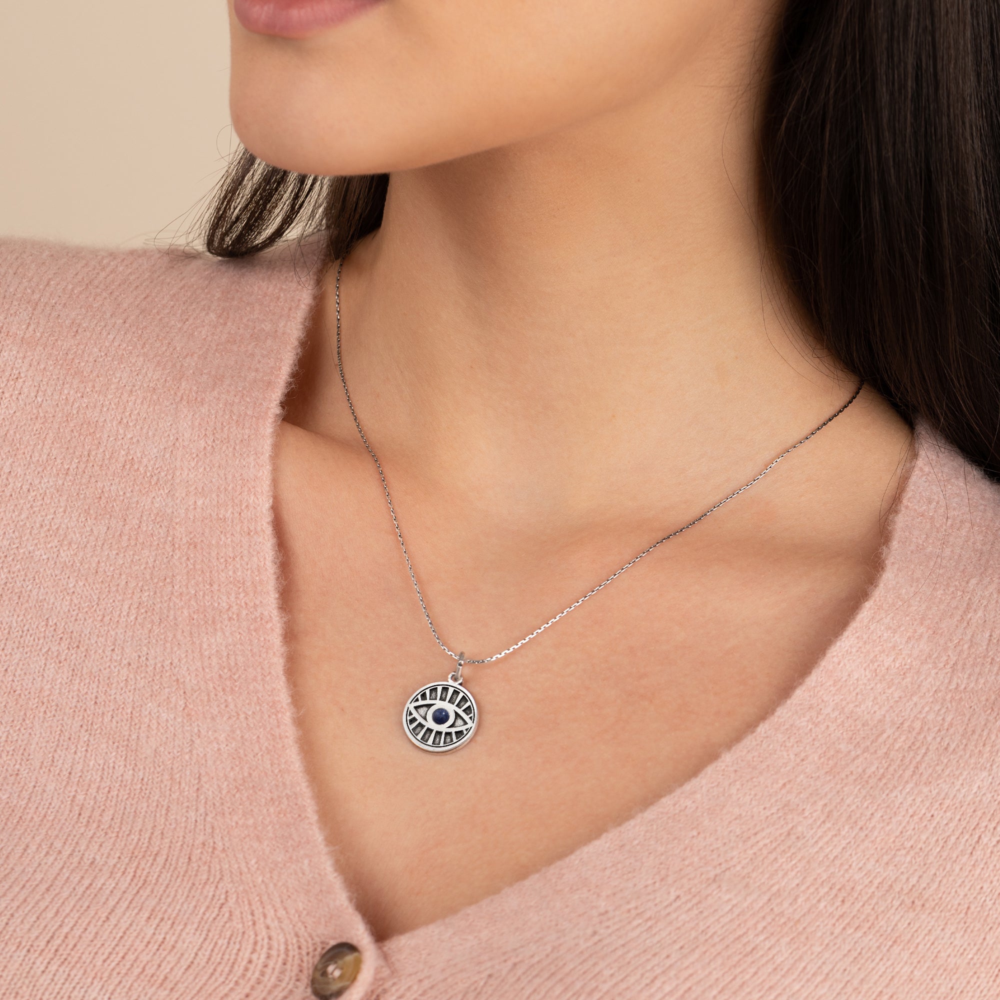 Evil Eye Protection Necklace - Genuine Sodalite Gemstone Jewelry for Women, Gift for Good Luck & Positive Energy | Perfect for Everyday Wear, Spiritual Healing & Fashion Accessory