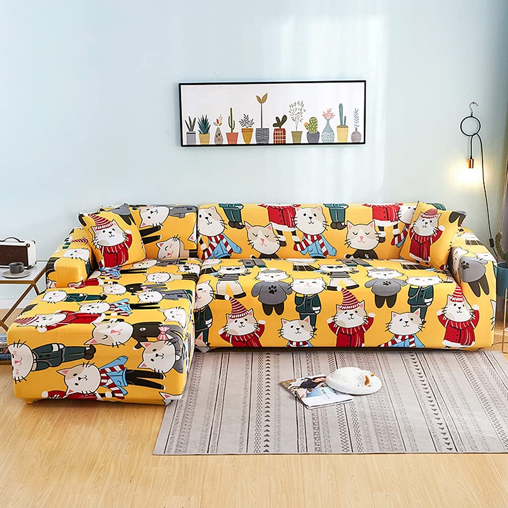 LEIGE Modern Stretchable Sofa Cover for L-Shaped Sectional Couch - Fits 4-Seater (235-300cm) | Universal Fit, Easy Installation | Perfect for Living Room, Family Room & Home Theater