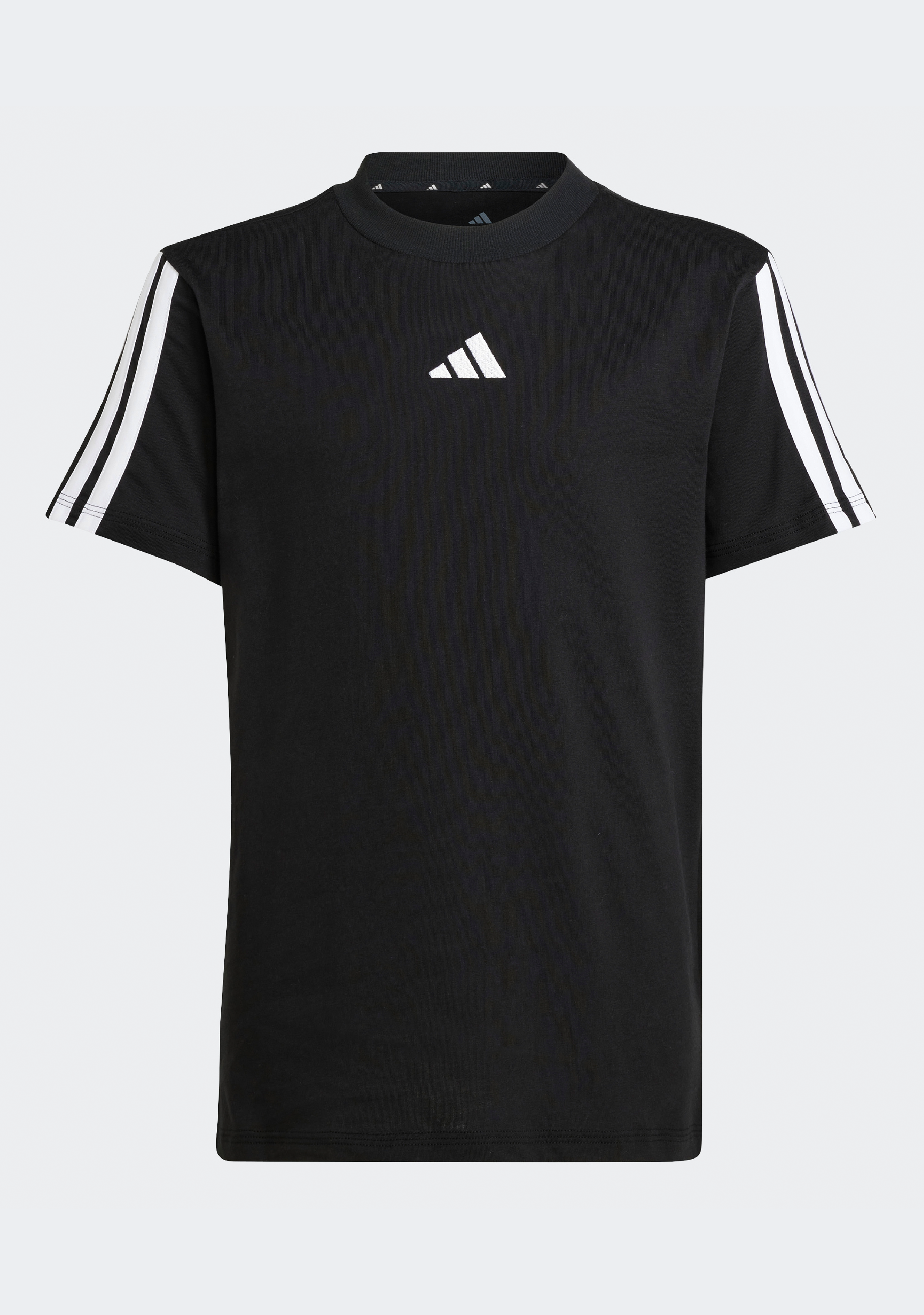 Adidas Kids' 3 Stripe Essentials Short Sleeve T-Shirt - Comfortable Cotton Tee for Boys & Girls - Perfect for School, Play & Everyday Wear