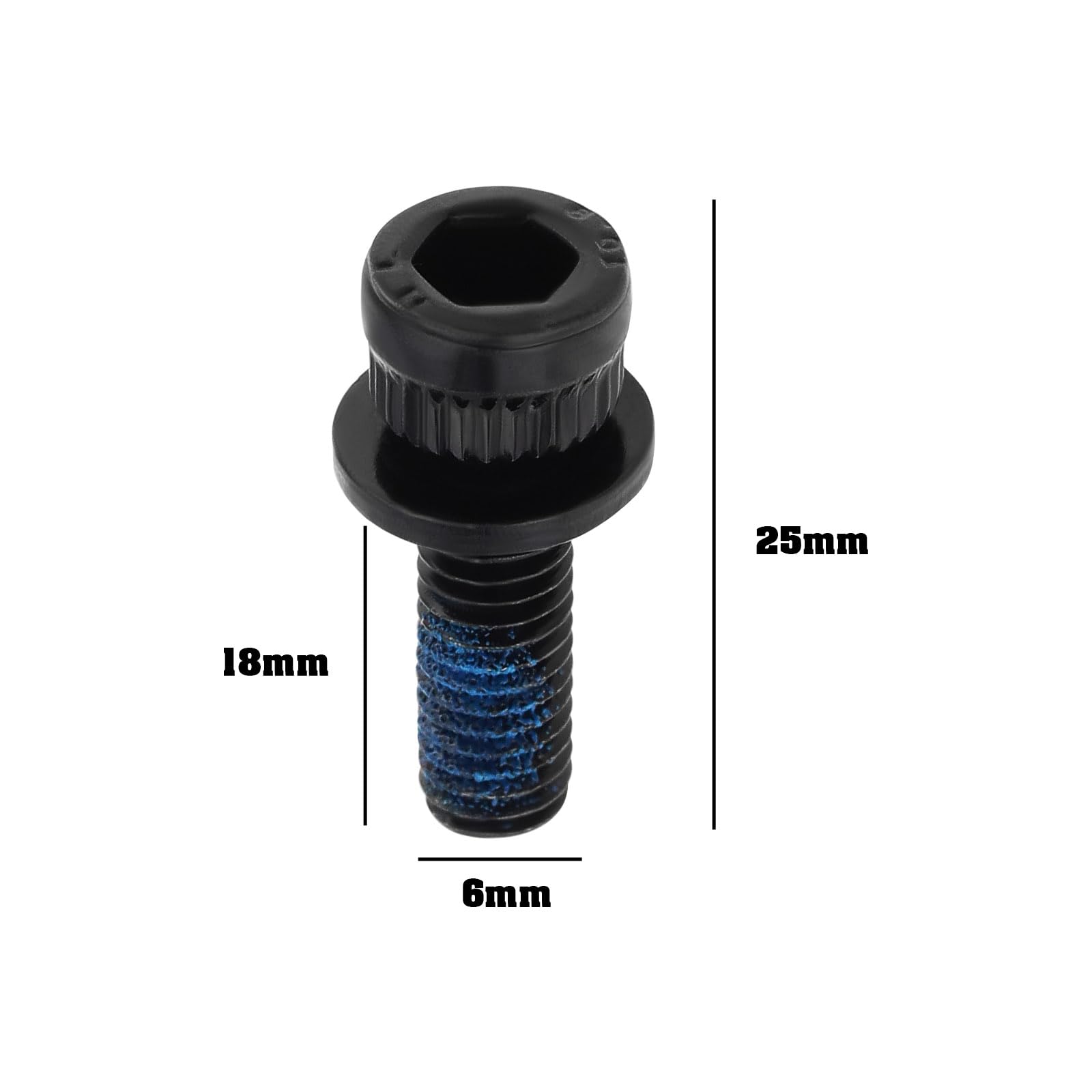 4Pcs M6x18mm MTB Caliper Bolts - Bike Hydraulic Disc Brake Caliper Adapter Bolts - Compatible with Shimano Bikes - 25mm Overall Length - Black - Perfect for Mountain Bike Brake System Maintenance & Repair