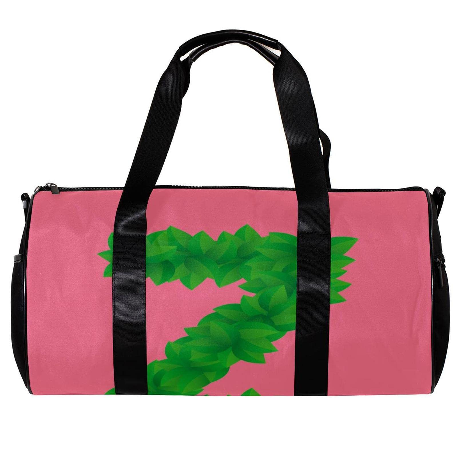 Stylish Pink Leaf Print Gym Duffle Bag - Large Overnight Weekender Travel Carry On Bag for Women | Perfect for Gym, Workout, Travel & Weekend Getaways