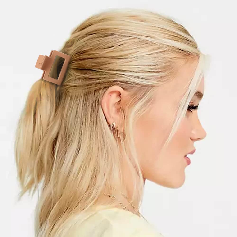 EPARTY 6-Piece Square Hair Claw Clips for Women & Girls - 2.4 Inch No Slip Medium Hair Clips for Thin or Thick Hair - Cute Hair Styling Accessories for School, Work, Parties & Everyday Use