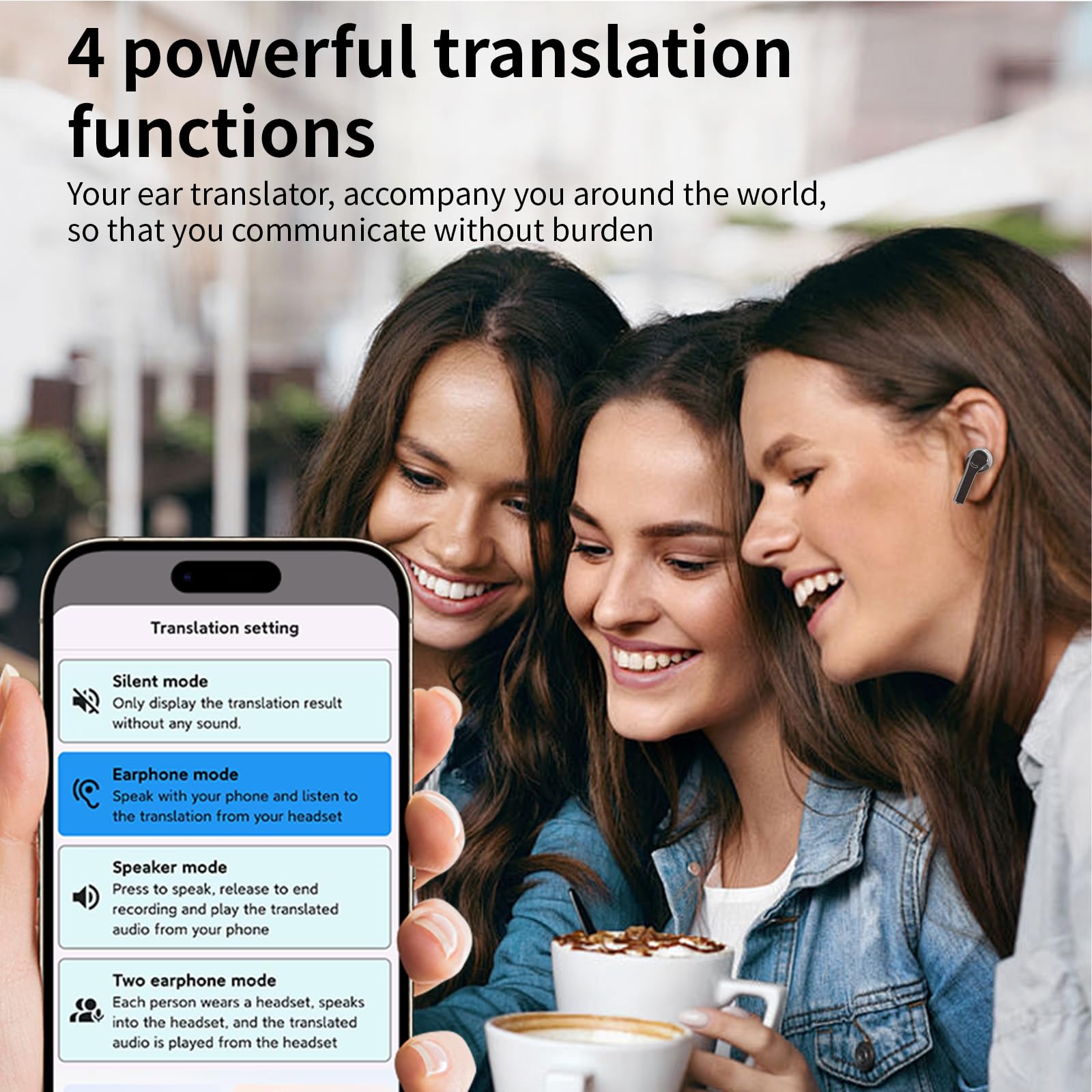 AI Translation Earbuds with Real-Time 144 Language Support | Wireless Bluetooth Translator Headphones for Travel, Business & Learning | 3-in-1 Language Translator Device with Mobile App
