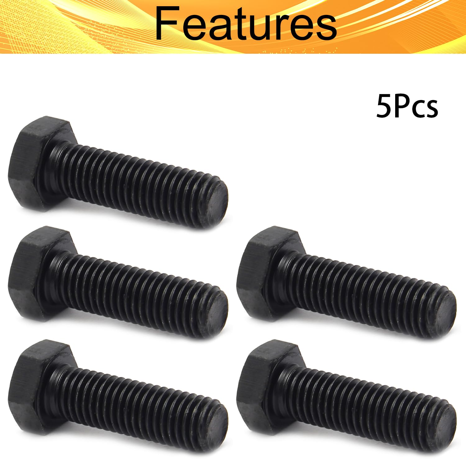 M14x45mm Hex Head Screw Bolts - Carbon Steel Fully Threaded Black Hex Tap Bolts (5PCS) - Heavy Duty Fasteners for Furniture Assembly, Machinery Repair & DIY Projects