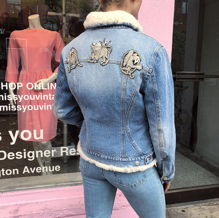 Alexander McQueen Denim Shearling Embroidered Jacket for Men - Stylish Winter Outerwear for Casual & Formal Occasions