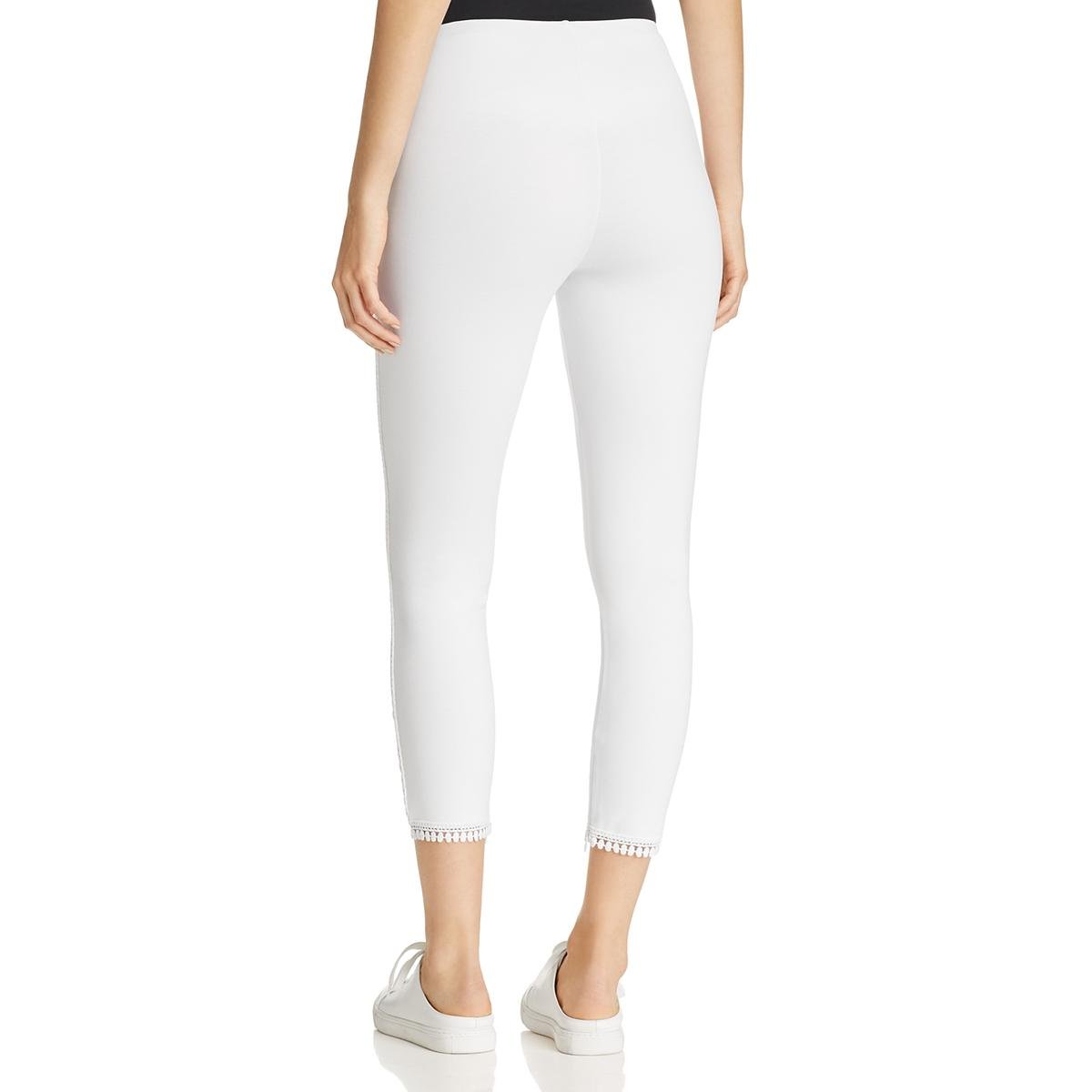 Lysse Women's Cameo Crochet Trim Casual Cropped Pants - White Size S | Comfortable Summer Lounge Pants for Women, Perfect for Beach, Vacation & Relaxing at Home