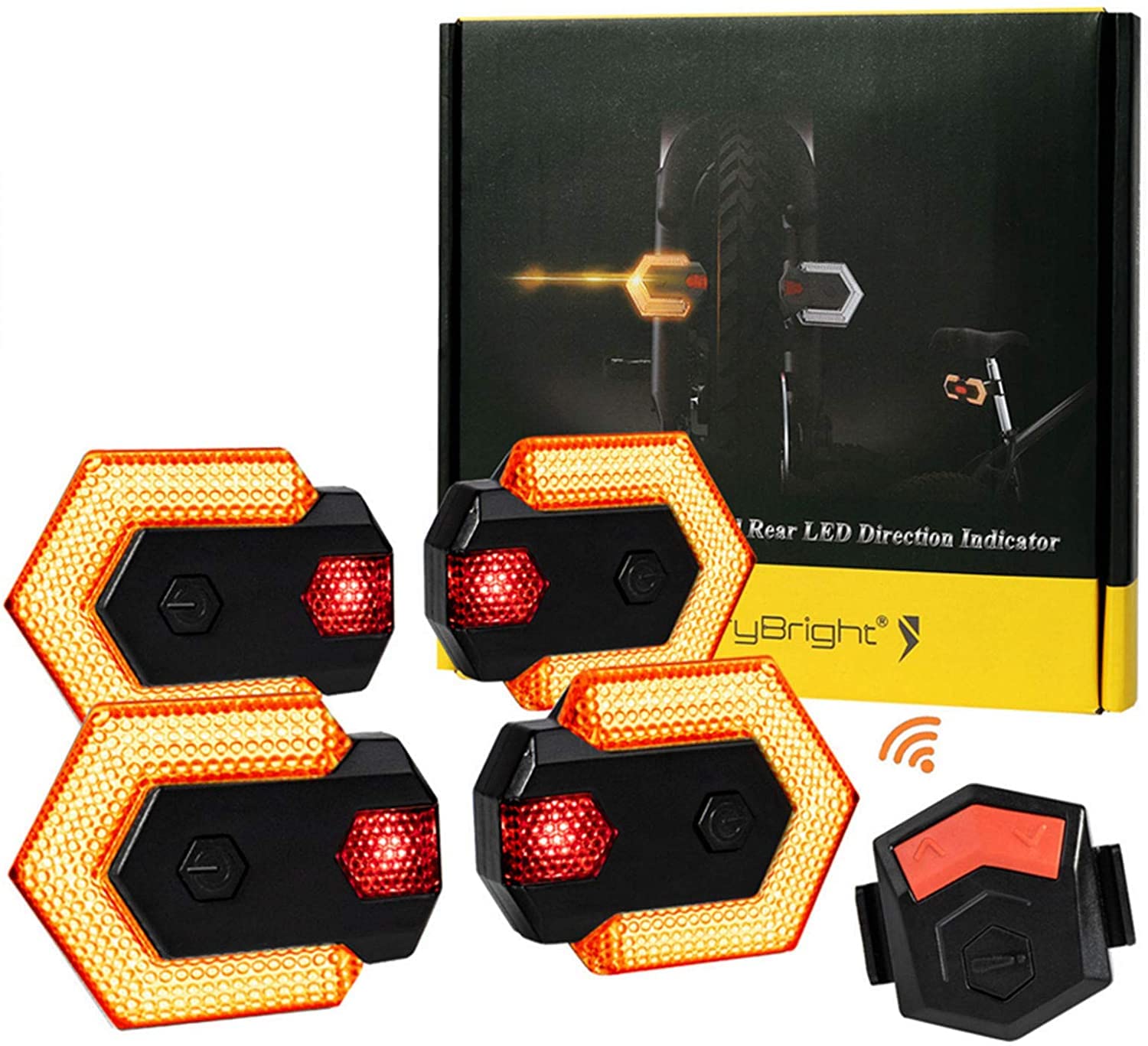 USB Rechargeable Bike Tail Light with Turn Signals & Wireless Remote - Waterproof LED Bicycle Front/Rear Safety Lights for Night Cycling, Commuting & Road Safety