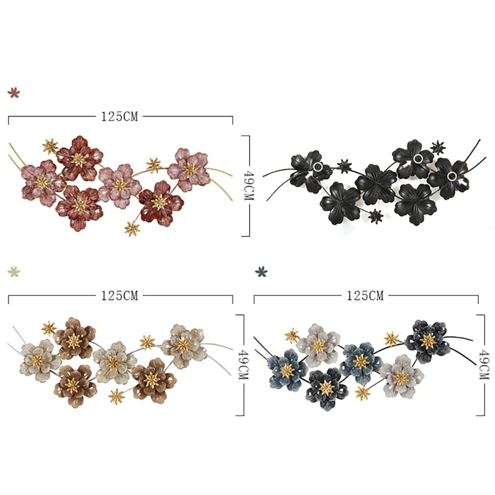 3D Metal Flower Wall Art Decor - Modern 3D Dimensional Floral Wall Sculpture for Home & Office - Indoor Living Room Decoration - 49x125cm Elegant Wall Ornament - Perfect for Bedroom, Living Room & Office Spaces