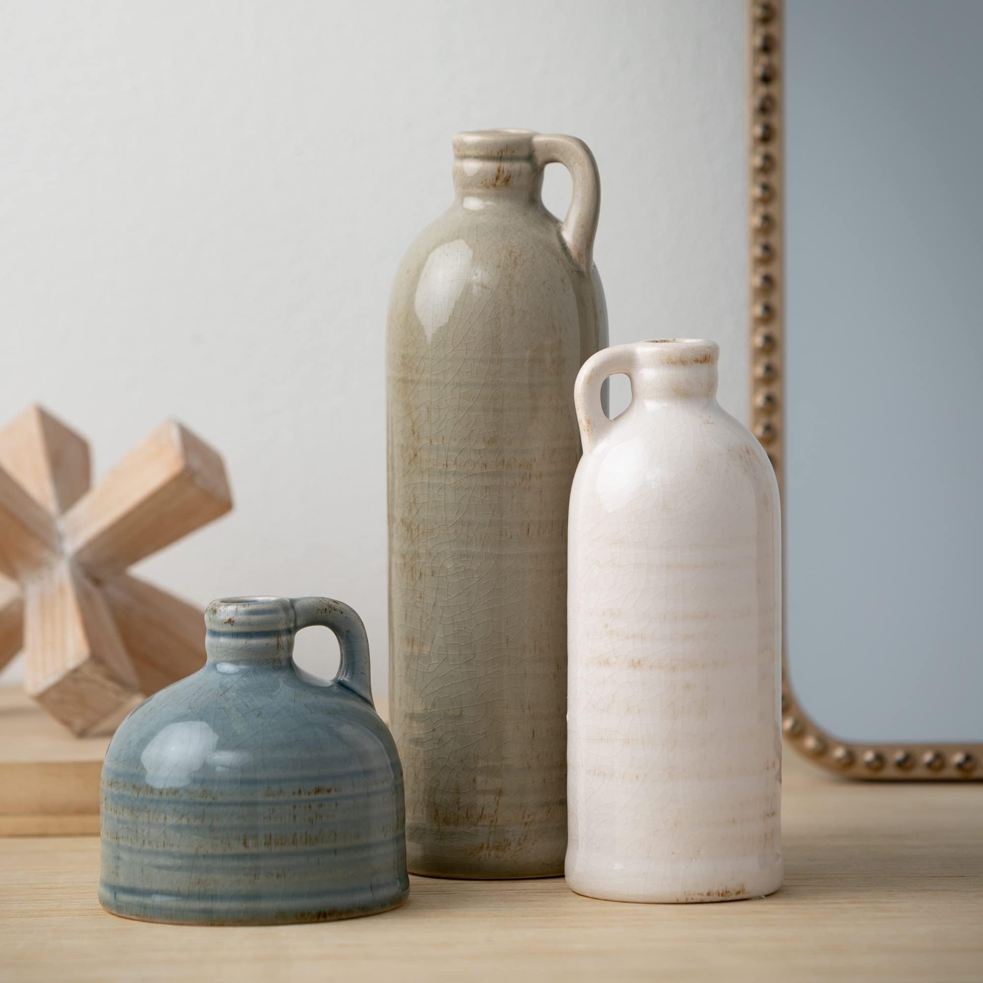 Sullivans Ceramic Jug Vase Set - Farmhouse Decor for Kitchen, Bedroom, Office, Living Room & Bathroom - Coffee Table Centerpiece, Mantle & Shelf Decorations - Perfect for Rustic Home Decor & Wedding Centerpieces (CM2431)