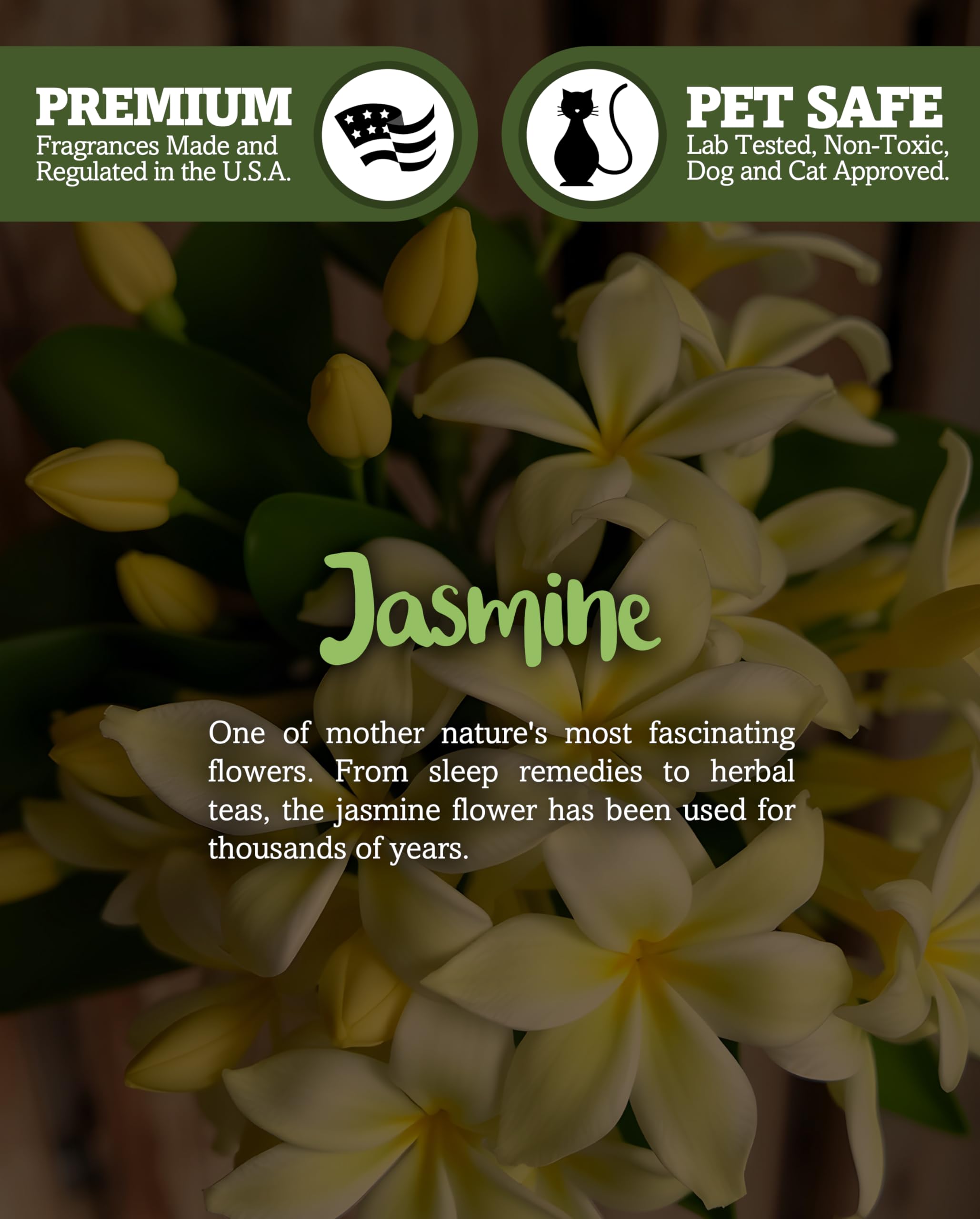 Pure Jasmine Scented Natural Soy Candle - 100% Soy Wax, Phthalate & Paraben Free, Essential Fragrance Oils, Clean Burning 9oz - Perfect for Relaxation, Meditation, Spa & Home Aromatherapy