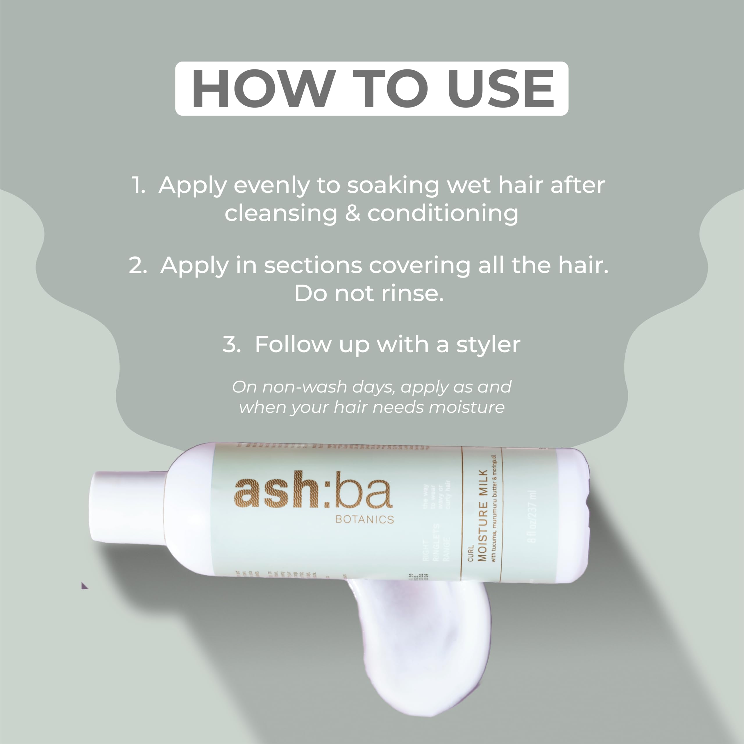 Ashba Botanics Curl Moisture Milk - Leave-In Conditioner for Dry, Frizzy, Damaged Hair with Moringa, Argan & Shea Butter | Deep Hydration, Frizz Control & Shine for Curly & Wavy Hair | Men & Women | 50ml | Perfect for Daily Hair Care & Styling