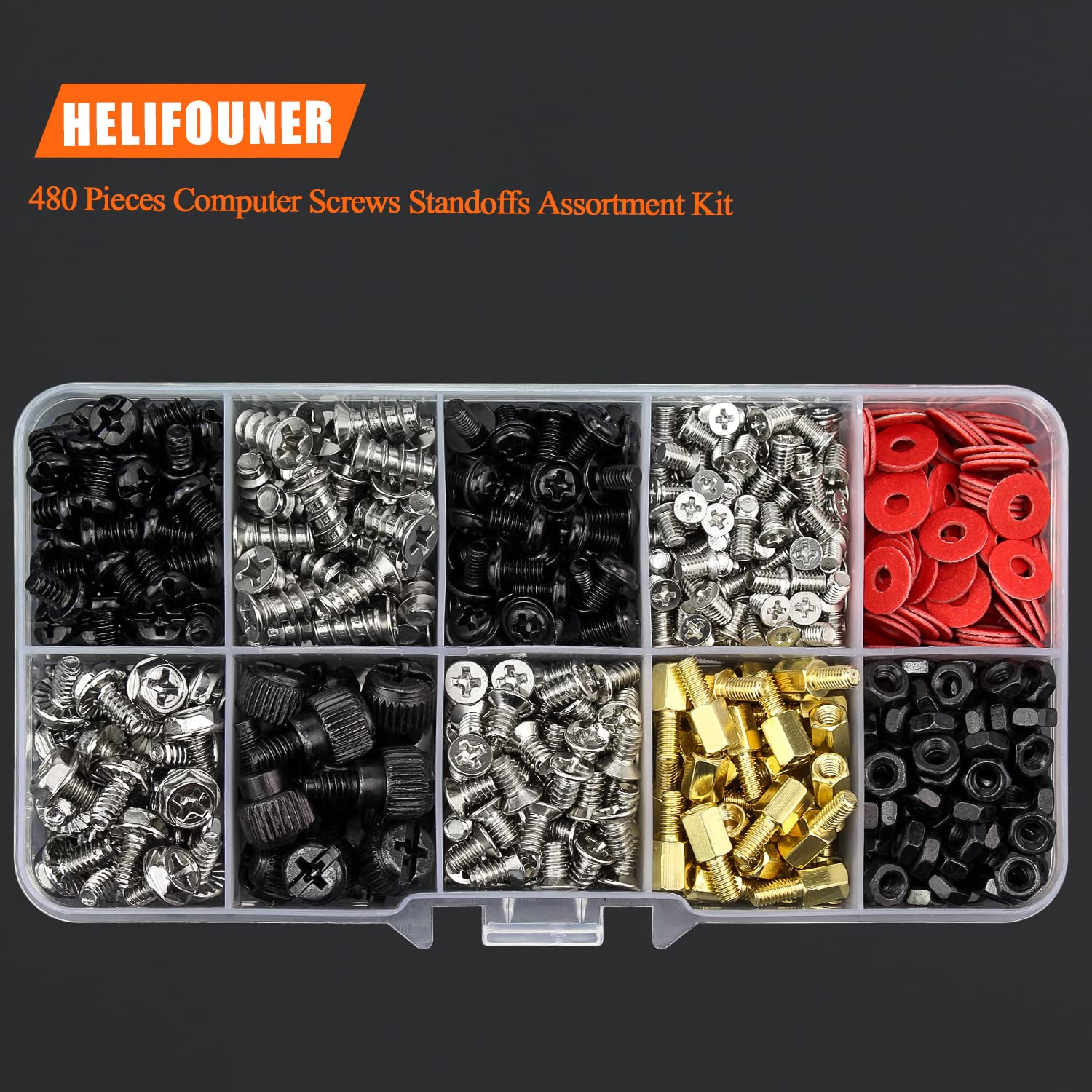 480-Piece Computer Standoffs Screws Assorted Kit - M3/M4/M5 Nylon & Metal Spacers for 2.5