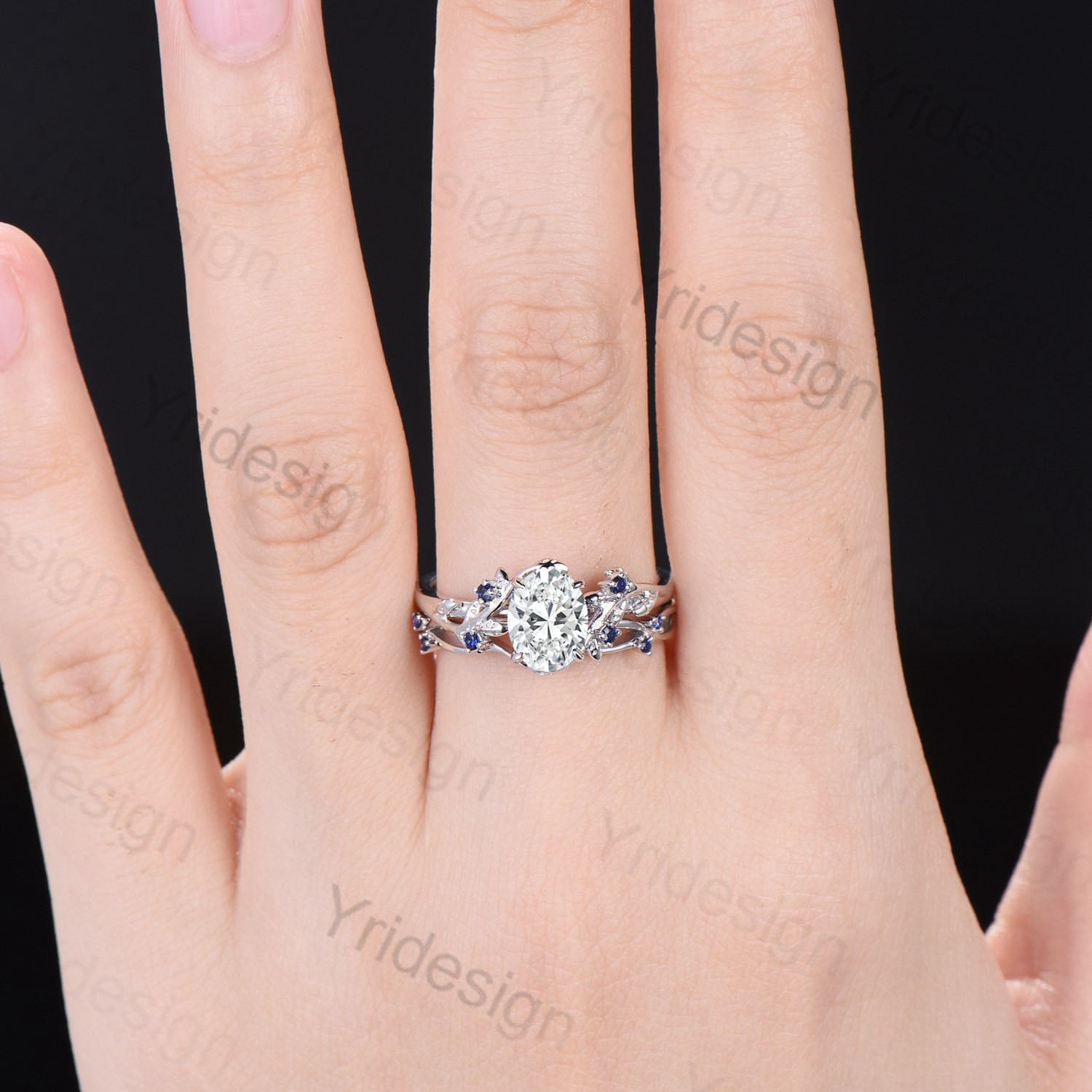 1.5CT Oval Lab Grown Diamond Engagement Ring Set with Certificate - Natural Inspired Leaf Branch Design Wedding Ring for Women - Perfect for Proposals, Anniversaries & Bridal Jewelry