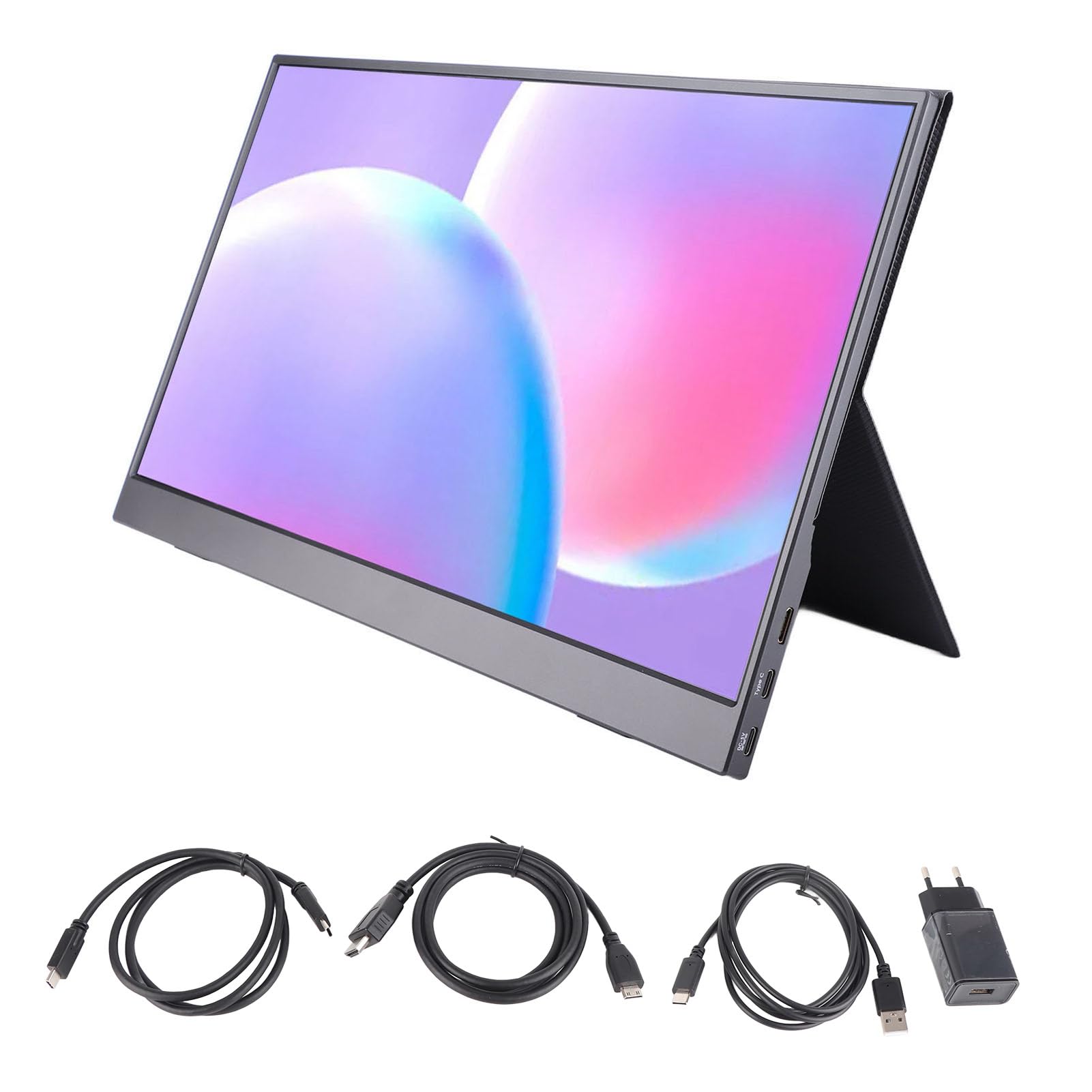 15.6 Inch Denash Portable IPS Monitor - 1920x1080 Full HD Resolution, HDR Technology, Wide Compatibility with Multimedia Interface for Laptop (EU Plug) - Perfect for Home Office, Gaming & Business Presentations