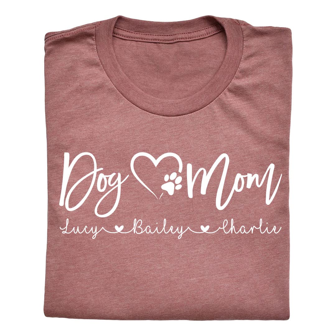 Custom Dog Mom T-Shirt with Name - Funny Dog Lover Shirt for Women - Cute Pet Owner Gift - Perfect for Birthdays, Mother's Day & Dog Adoption Celebrations