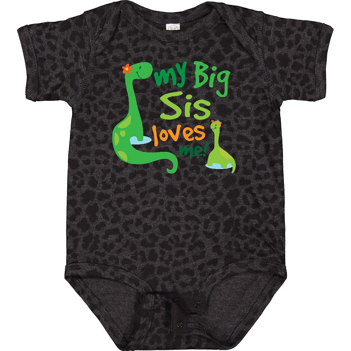 Inktastic Big Sister Loves Me Dinosaur Print Baby Bodysuit - Cute Matching Outfit for Siblings, Dinosaur Theme Birthday Party, Family Photo Shoot