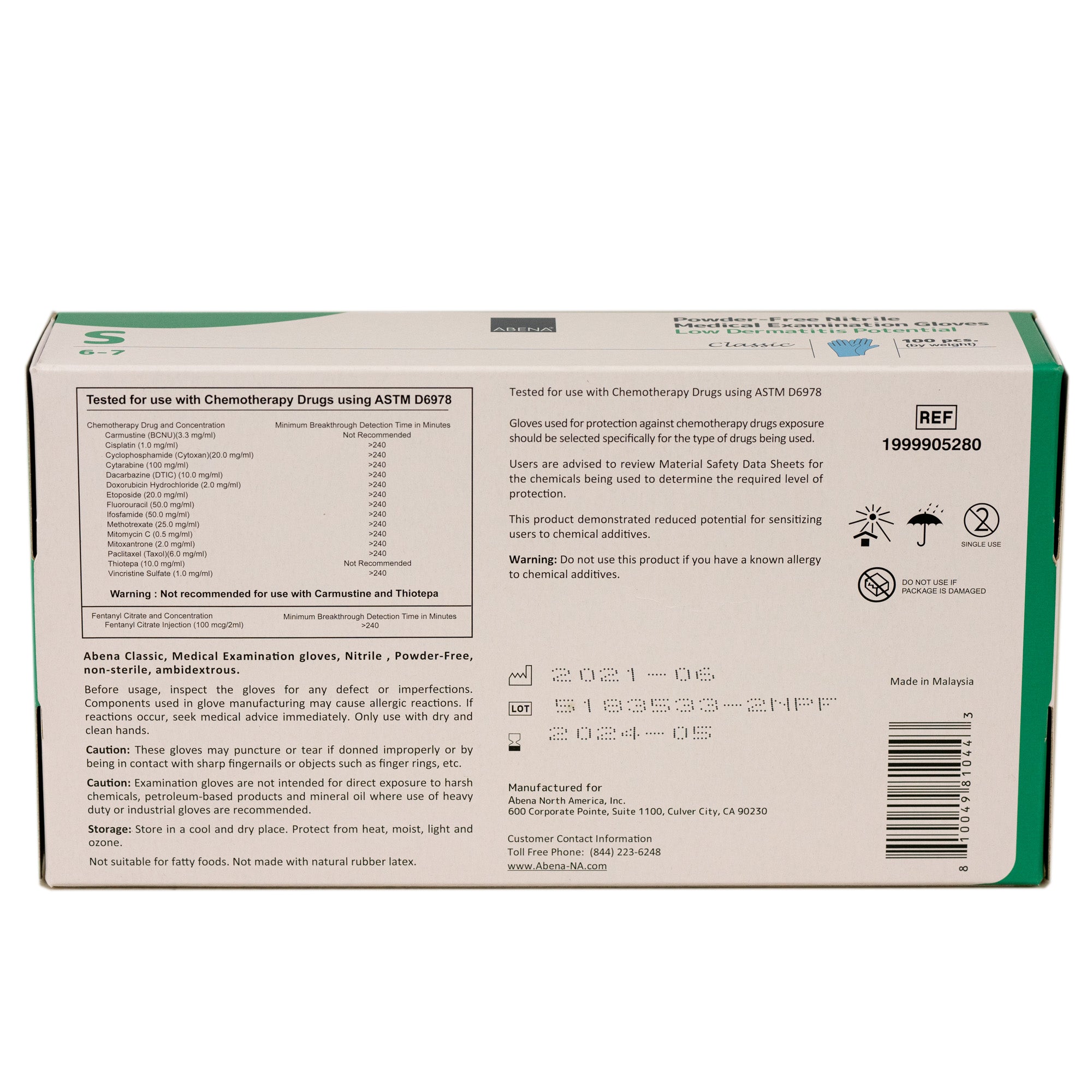 Abena Nitrile Gloves - Chemotherapy Approved, Latex-Free, Powder-Free Disposable Gloves for Medical Use, Food Handling & Cleaning - 100/Box