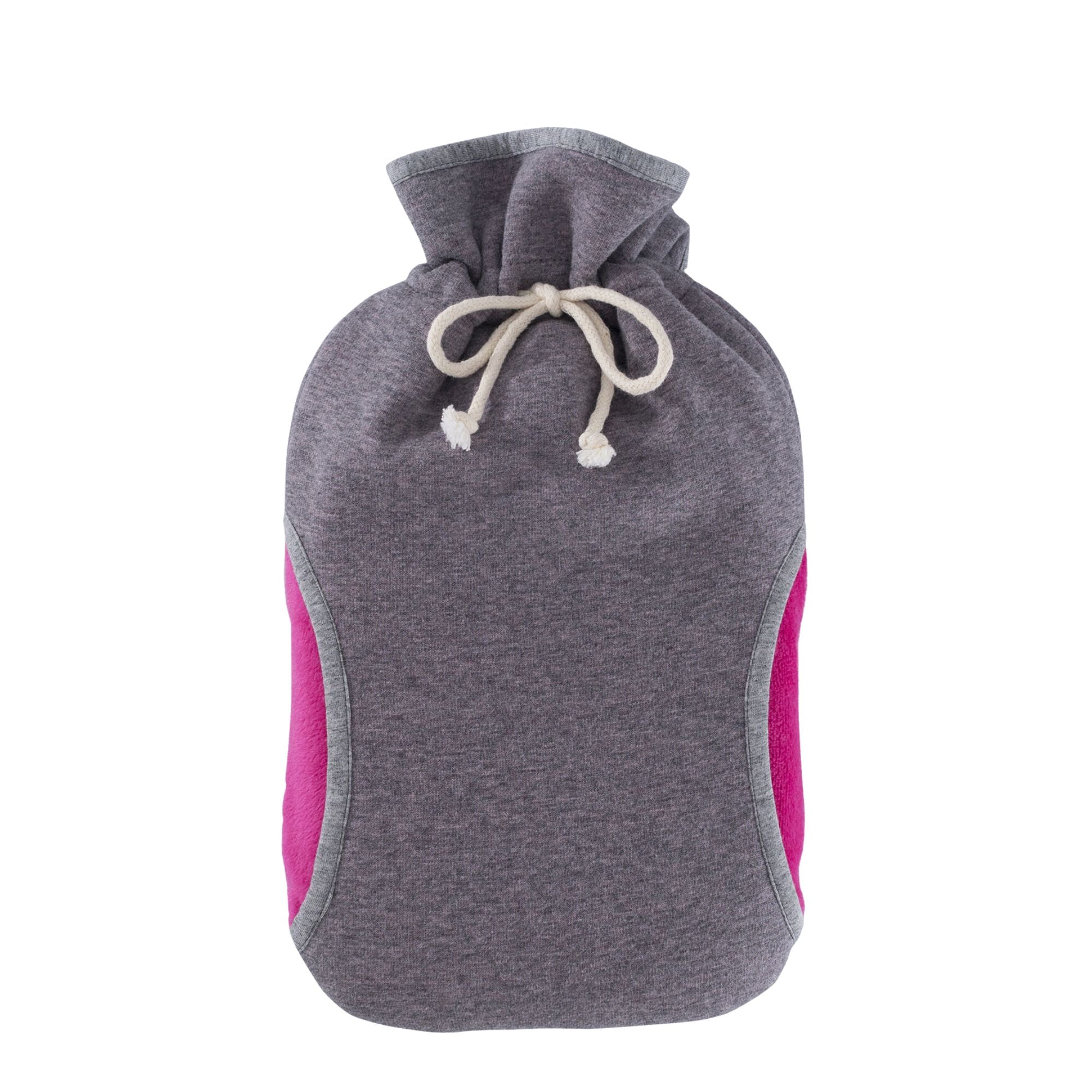 2L Eco-Friendly Hot Water Bottle with Soft Alpine Fleece Cover - Pink & Grey, Rubber-Free | Perfect for Winter Warmth, Pain Relief & Cozy Nights