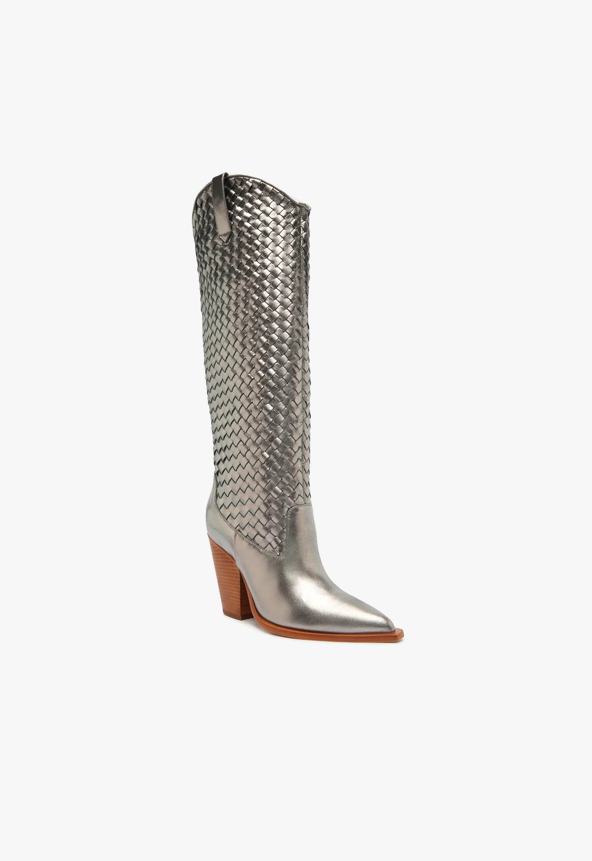 Ella Women's Woven Metallic Leather Ankle Boots - Stylish Fashion Booties for Casual Outfits, Date Night & Office Wear