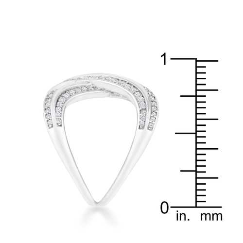 Christa 0.4ct Cubic Zirconia Rhodium Plated Pave X Ring for Women - Elegant Wedding, Anniversary, Party & Evening Wear Jewelry Gift