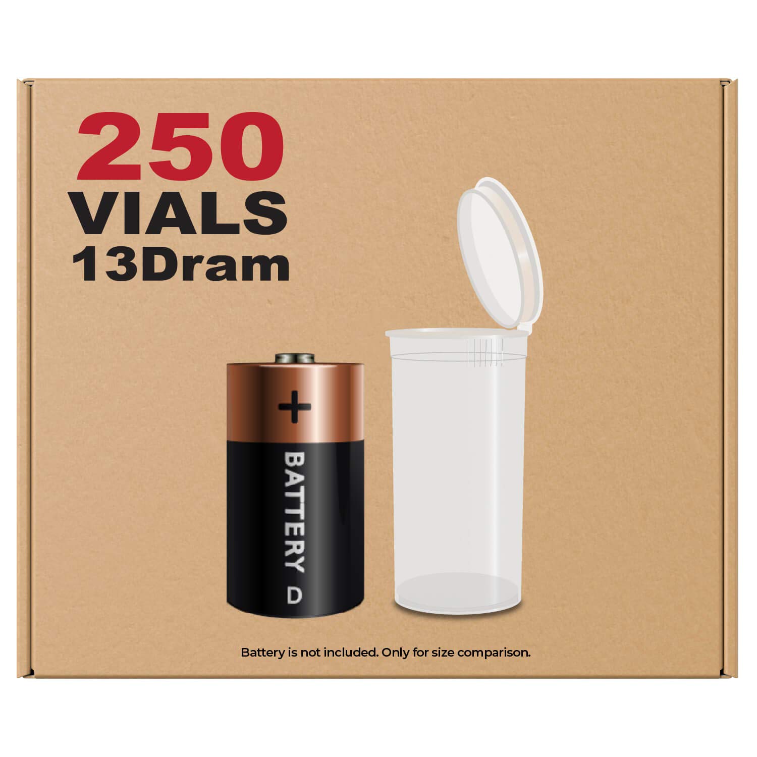 W Gallery 250 Clear 13 Dram Pop Top Airtight Smell Proof Plastic Vials - Medical Grade Prescription Bottles for Pills, Herbs, Flowers & Supplements (Bulk Pack) - Perfect for Pharmacy Storage, Travel & Organizing Small Items
