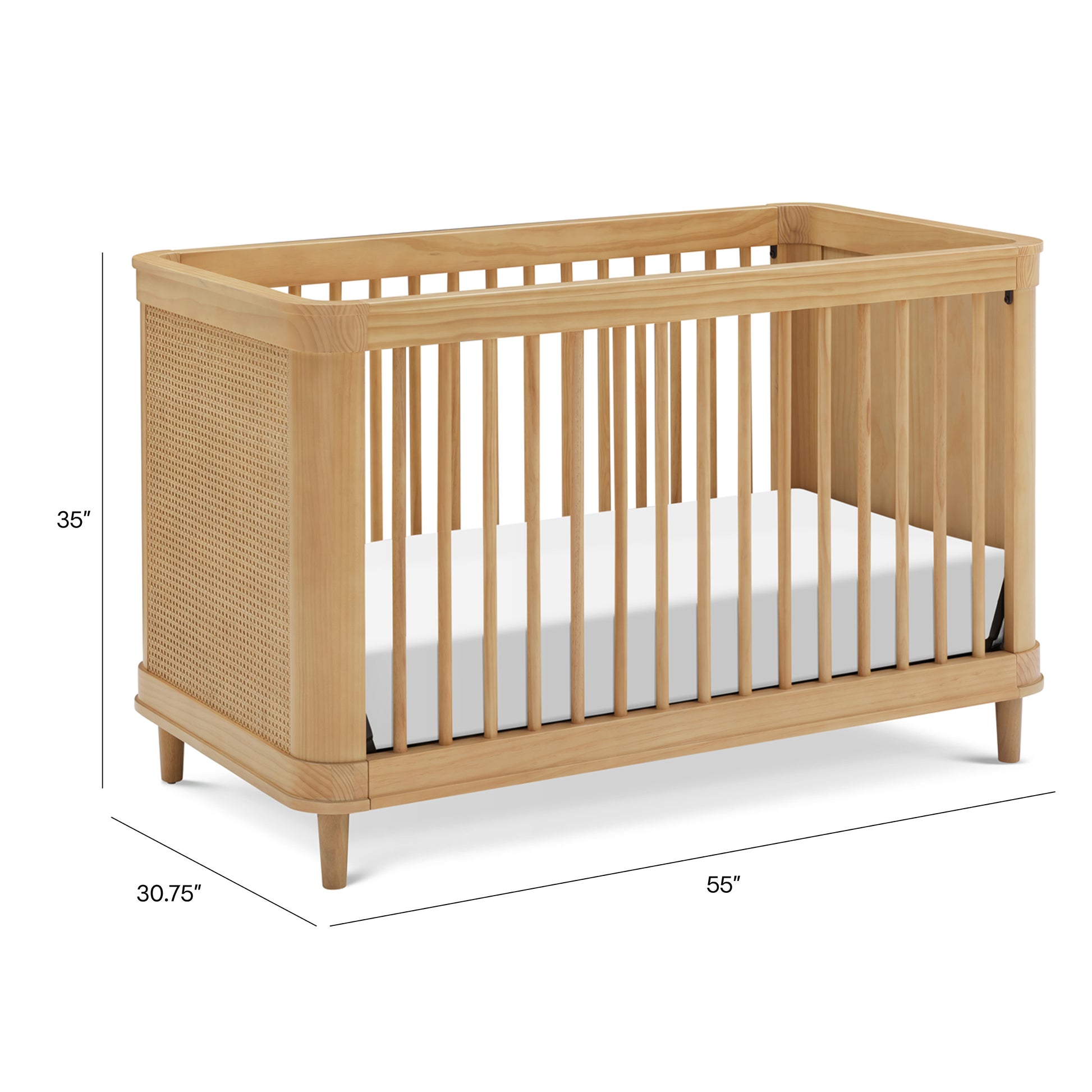 3-in-1 Convertible Baby Crib with Canopy - White Nursery Furniture for Newborns to Toddlers | Perfect for Bedrooms, Daycares & Nursery Rooms