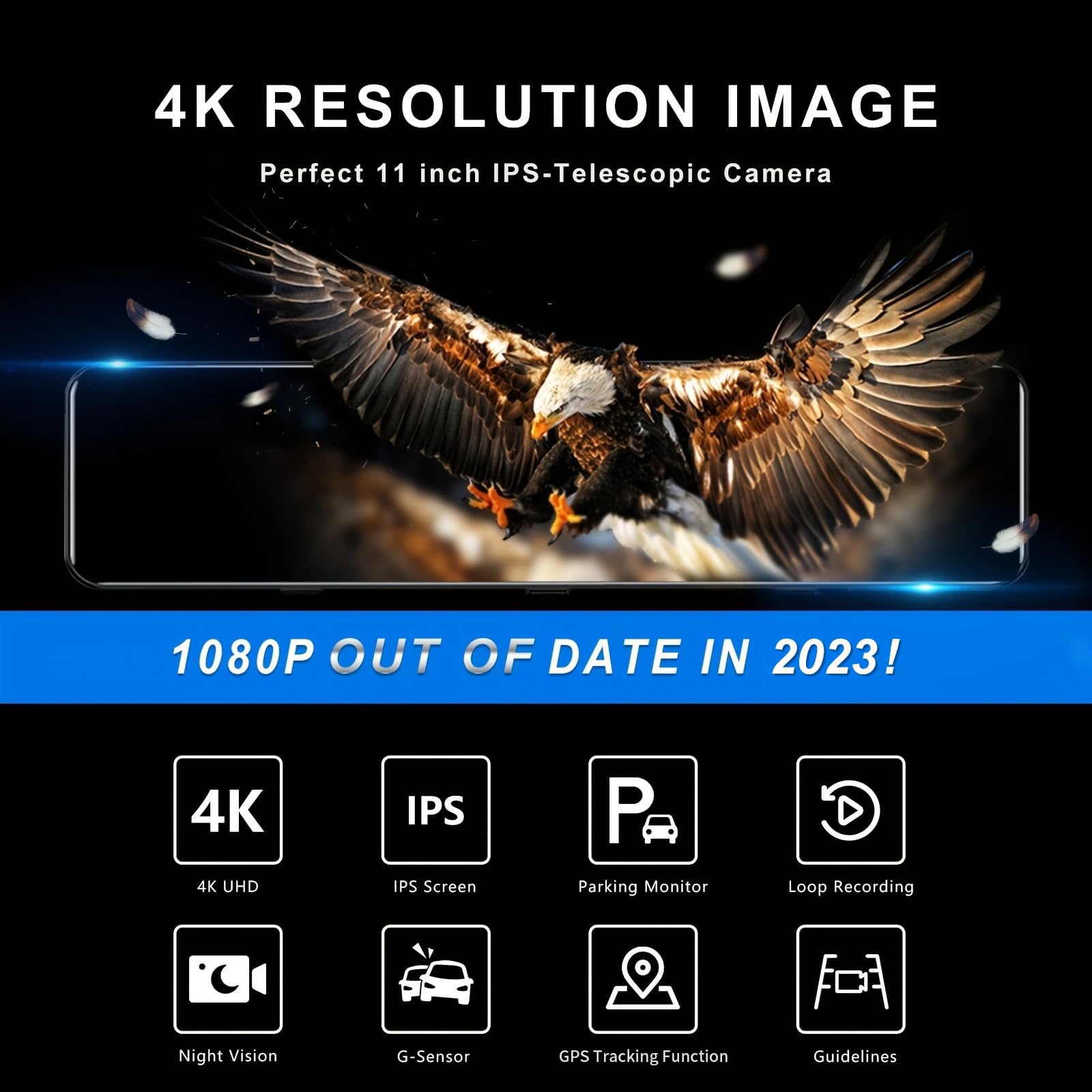 JOMISE 4K Mirror Dash Cam with 11