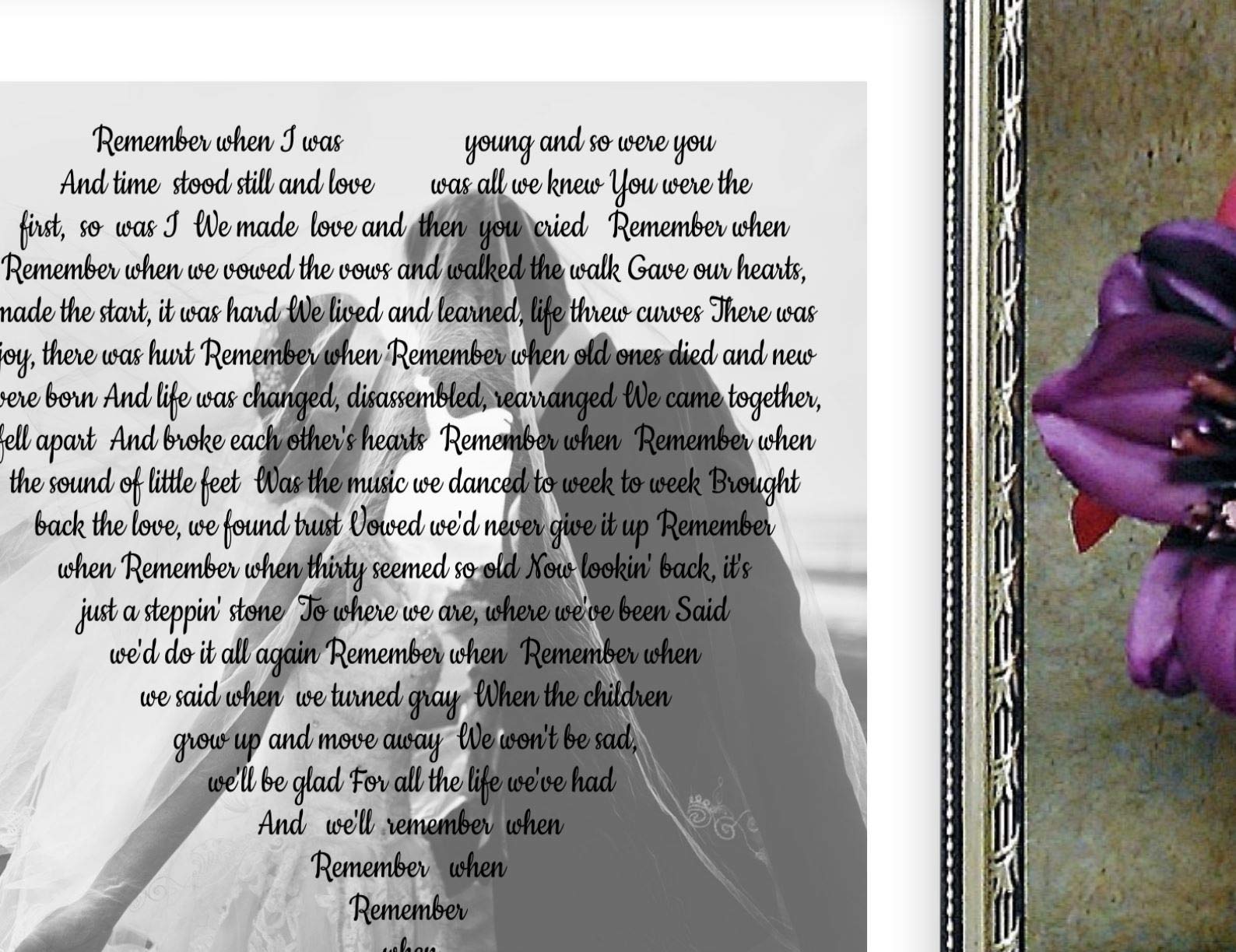 Personalized First Dance Song Lyrics Print - Custom Valentine's Day & 1st Anniversary Gift with Your Photo - High Quality Lustre Paper - Perfect for Wedding Anniversaries, Romantic Home Decor & Couple's Keepsakes