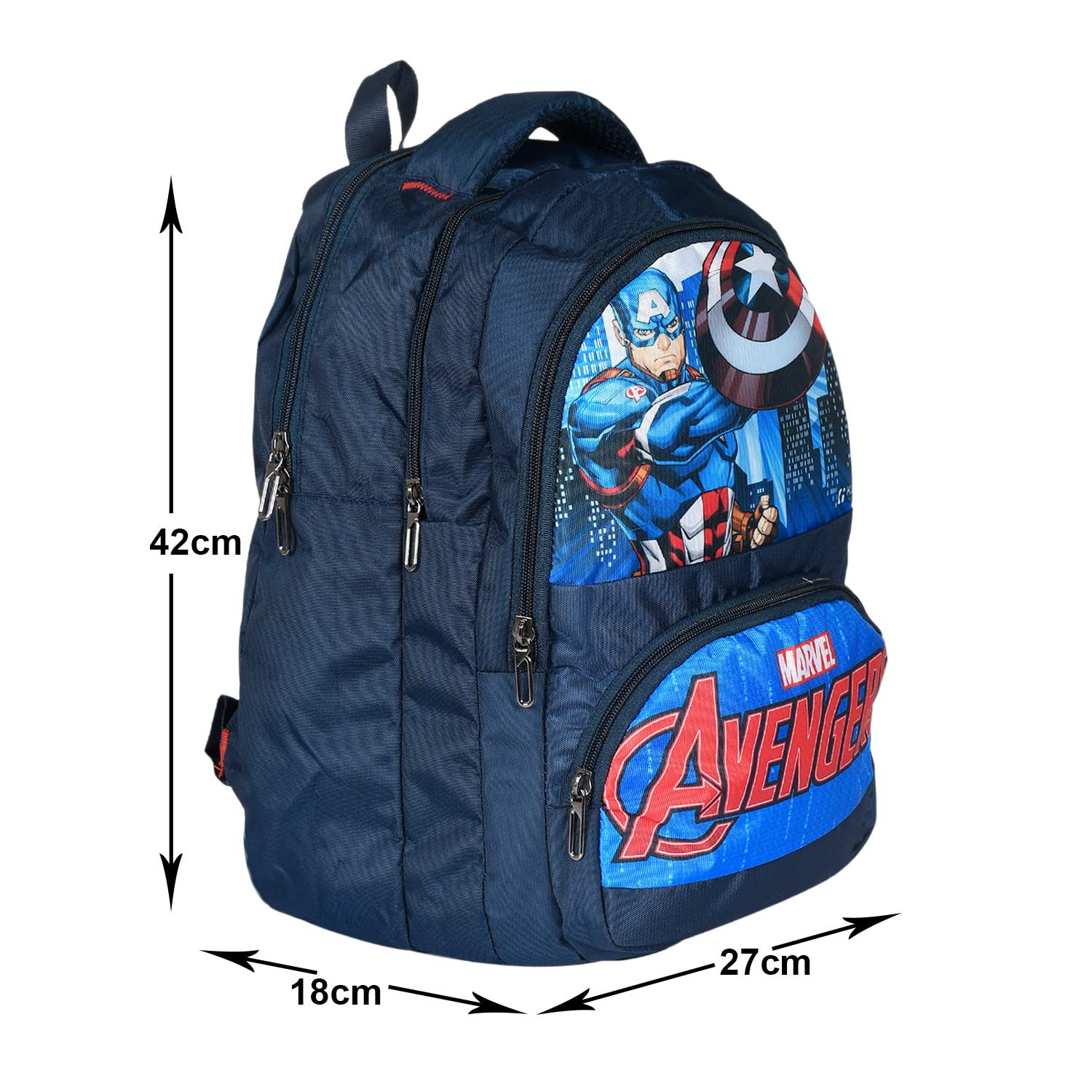 **Marvel Captain America Print Kids Backpack - Stylish Waterproof School Bag with Comfortable Shoulder Straps (Blue) - Perfect for School, Travel & Daily Use**
