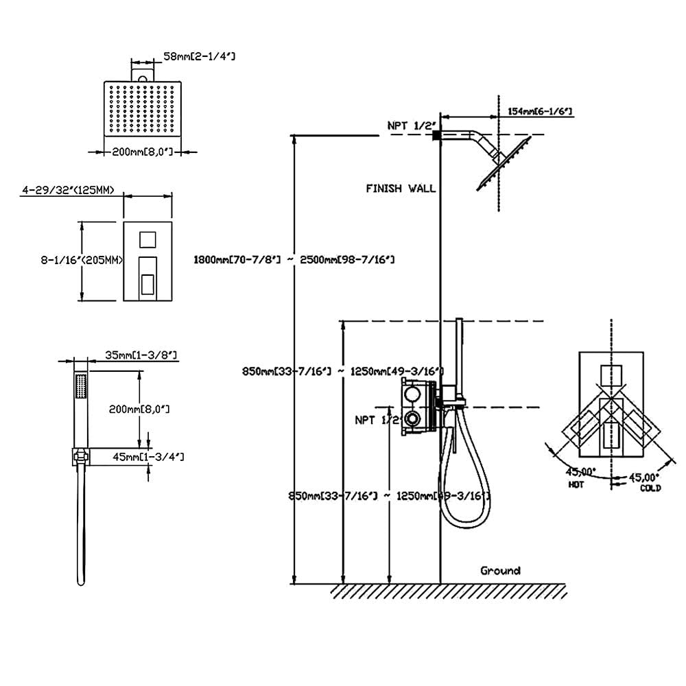 Luxury 10 Inch Rain Shower System with Handheld Shower Head - Wall Mounted Bathroom Faucet Set with Rough-in Valve & Trim Kit in Brushed Nickel - Perfect for Spa-Like Shower Experience in Master Bathrooms & Modern Home Renovations