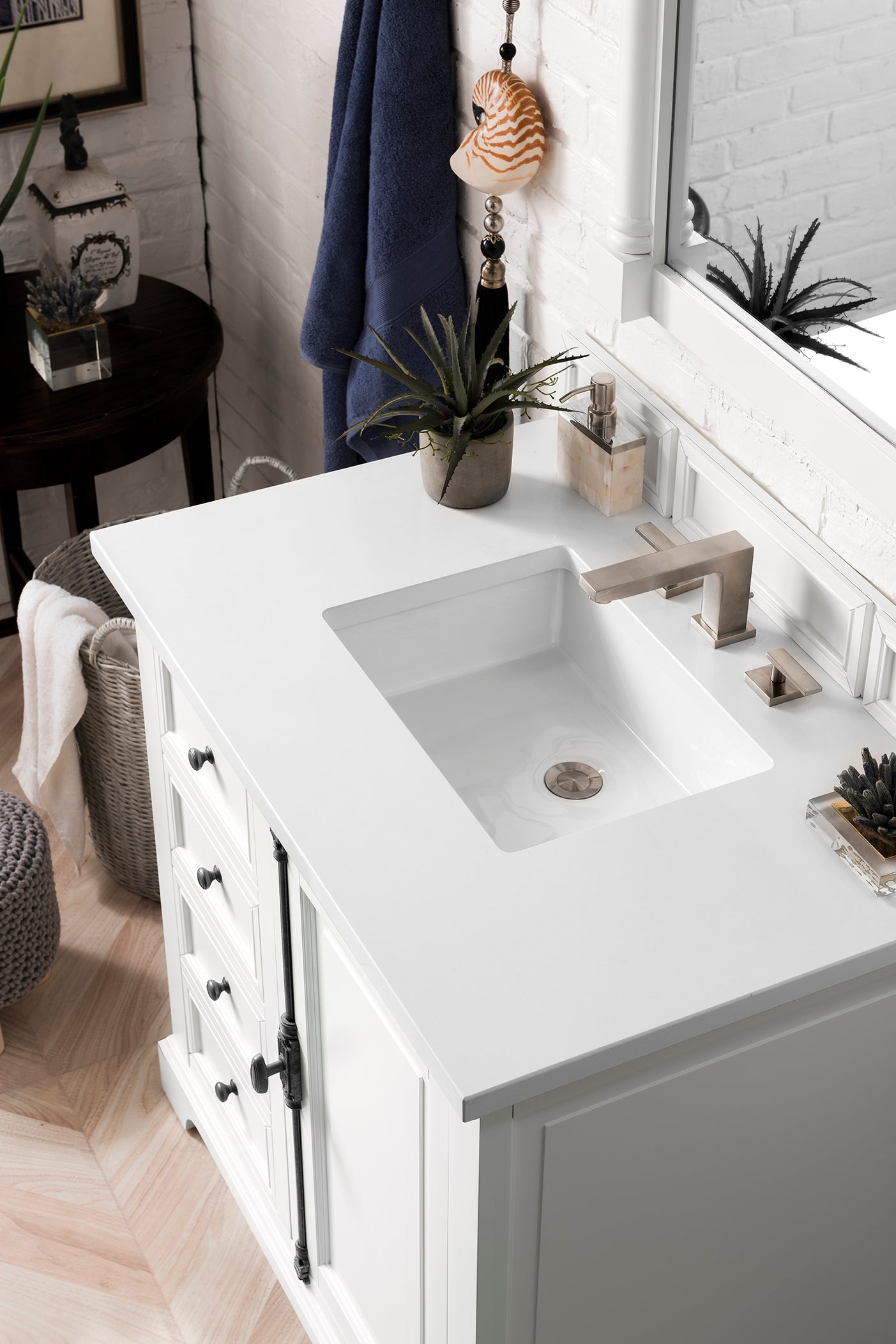 Providence 36 Inch Single Vanity Cabinet with 3CM Classic White Quartz Top - Bright White Bathroom Vanity for Modern & Traditional Homes | Perfect for Master Bath, Guest Bath & Powder Rooms
