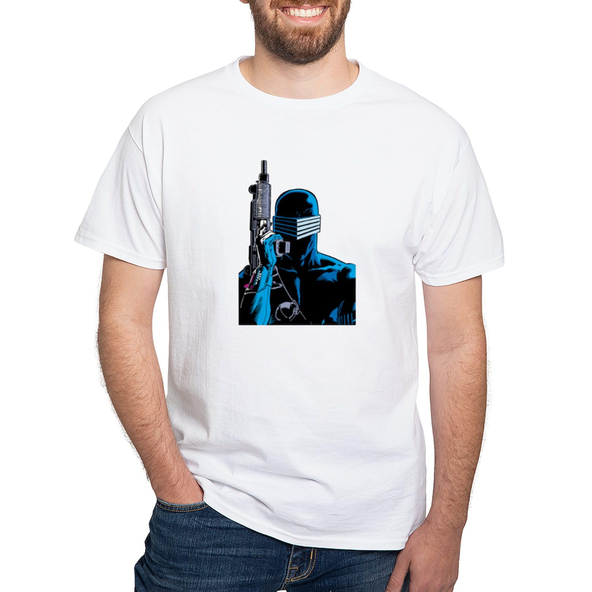 G.I. Joe Snake Eyes with Gun Graphic Men's T-Shirt - 100% Cotton Classic White Tee for Casual Wear & Fan Merchandise | Perfect for Cosplay, Comic Con & Everyday Outfits