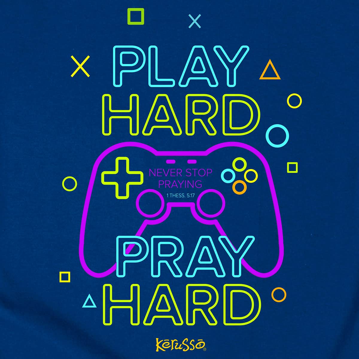 Kerusso Kids T-Shirt - Play Hard Gamer Graphic Tee - Royal Blue Cotton Shirt for Boys & Girls - Perfect for Gaming, School & Casual Wear
