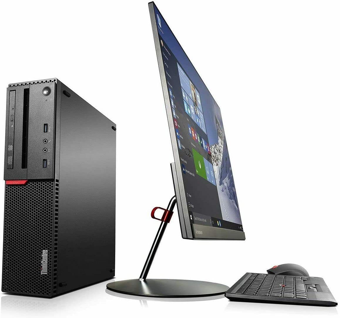Lenovo ThinkCentre M800 SFF Business Desktop PC - Intel Core i5-6500 3.2GHz, 16GB DDR4 RAM, 128GB SSD + 2TB HDD, WiFi, Bluetooth, DVD-RW, Wireless Keyboard & Mouse, Windows 10 Pro (Renewed) - Perfect for Office Work, Home Use & Small Business Computing