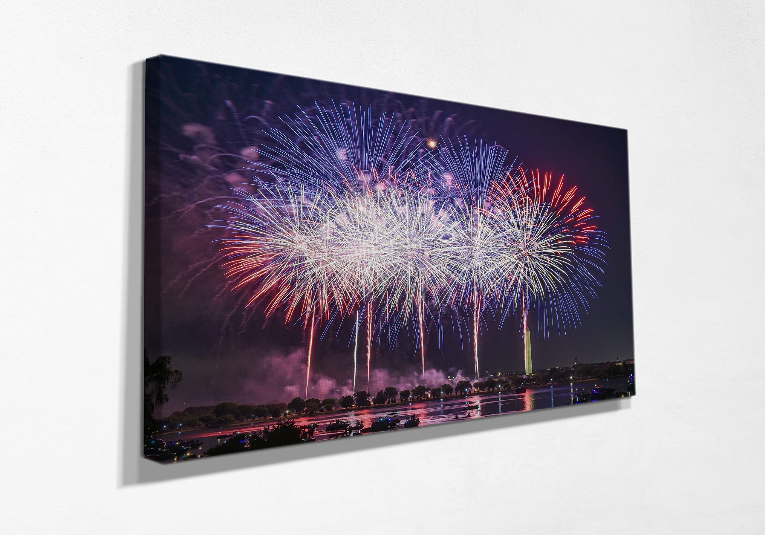 Fireworks Display Art Poster Canvas Prints - Framed Wall Decor for Bedroom, Living Room, Kitchen & Bathroom - Ready to Hang Home Decor (40x60 Inches) - Perfect for Party Decorations, Holiday Gifts & Modern Interior Design