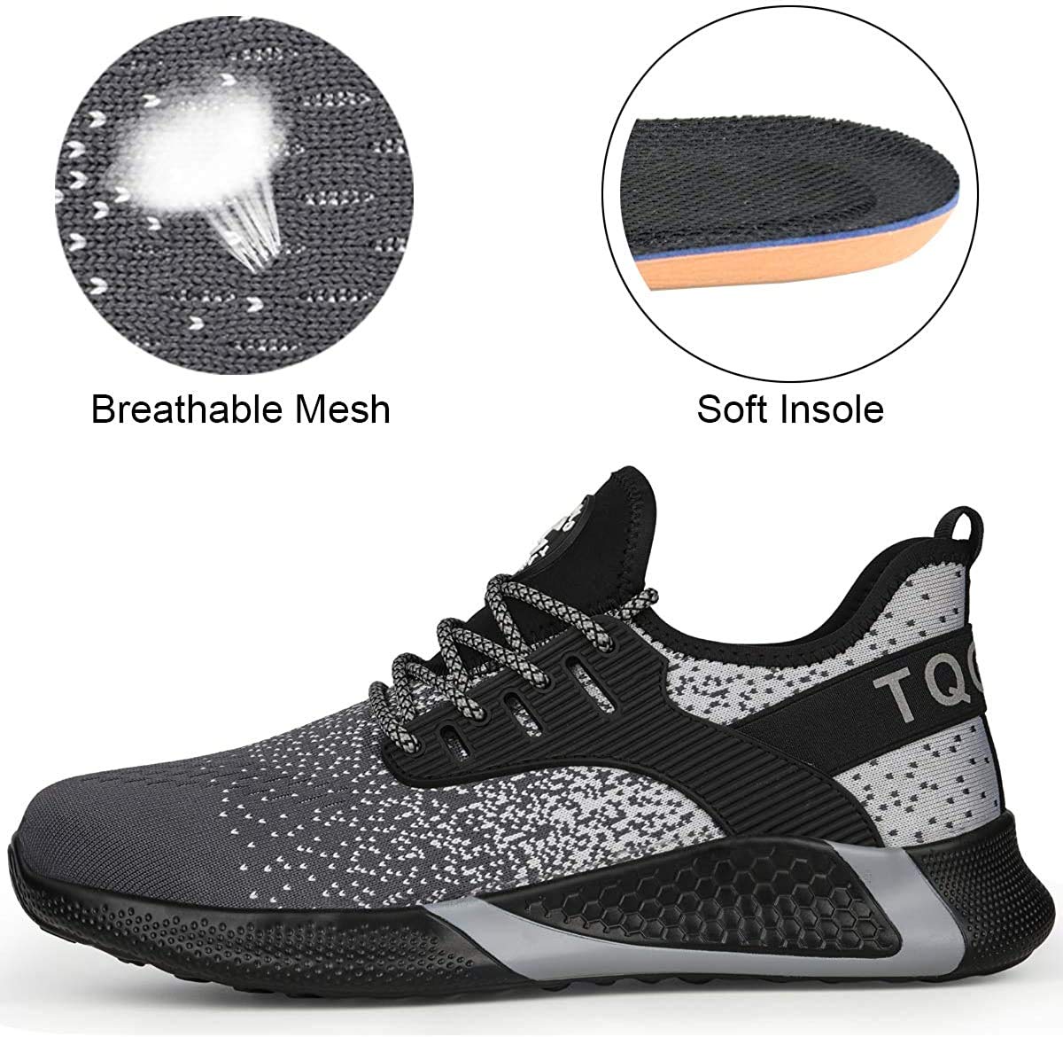 **AONEGOLD Men's Steel Toe Work Shoes - Lightweight, Breathable & Puncture-Proof Safety Sneakers for Industrial & Construction Use - Perfect for Warehouse, Factory & Outdoor Work**
