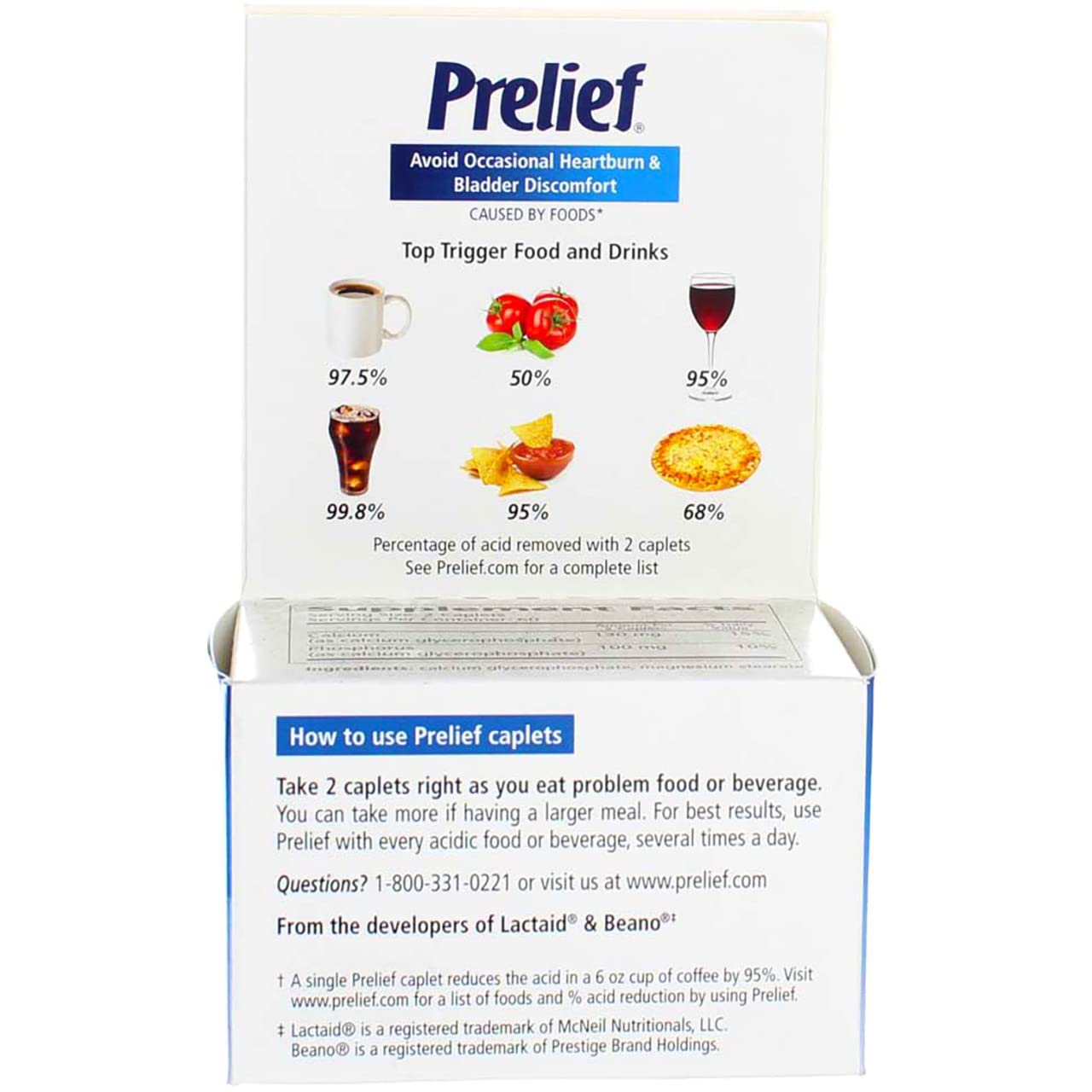 Prelief Dietary Supplement for Heartburn & Acid Indigestion Relief - 120 Caplets (Pack of 6) | Fast-Acting Antacid for GERD & Upset Stomach | Home, Travel & Work Use