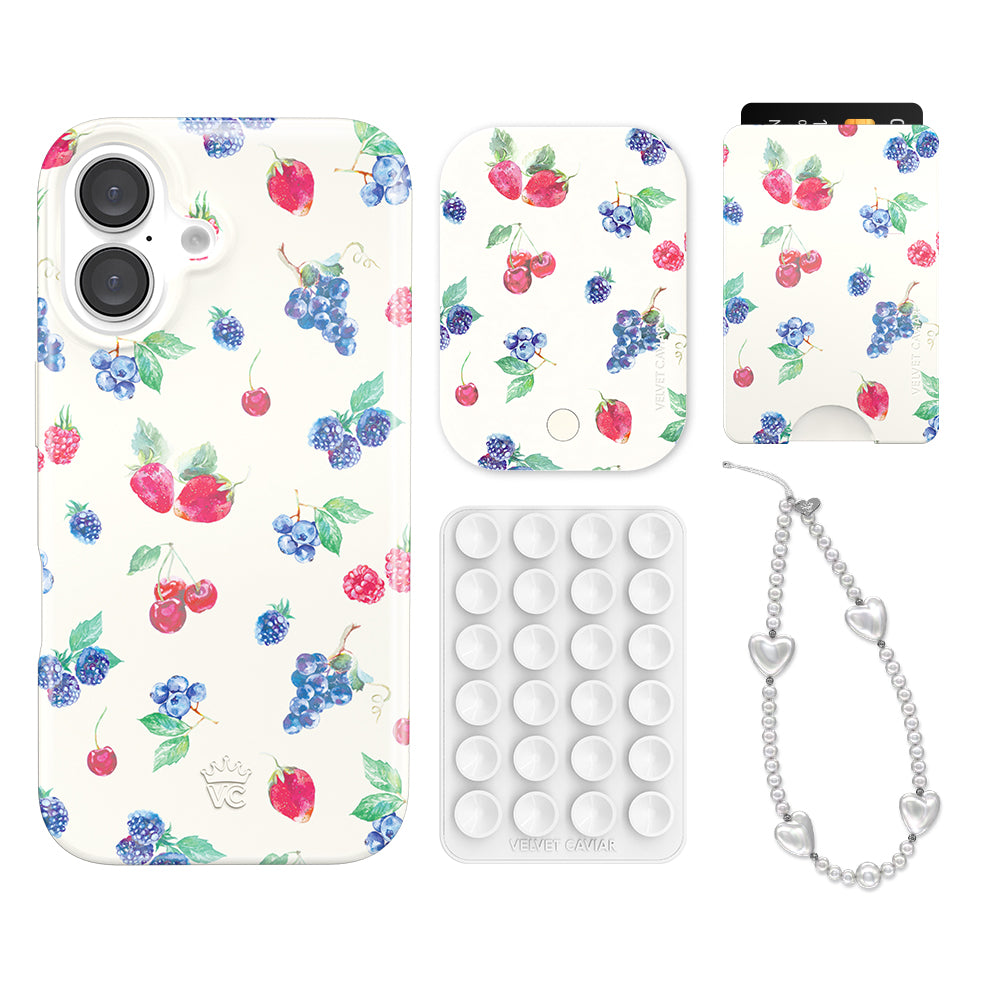 Berry Baby iPhone Bundle Set - Stylish Wallet Case for iPhone 13/14/15 Pro Max - Perfect for Everyday Use, Travel & Shopping