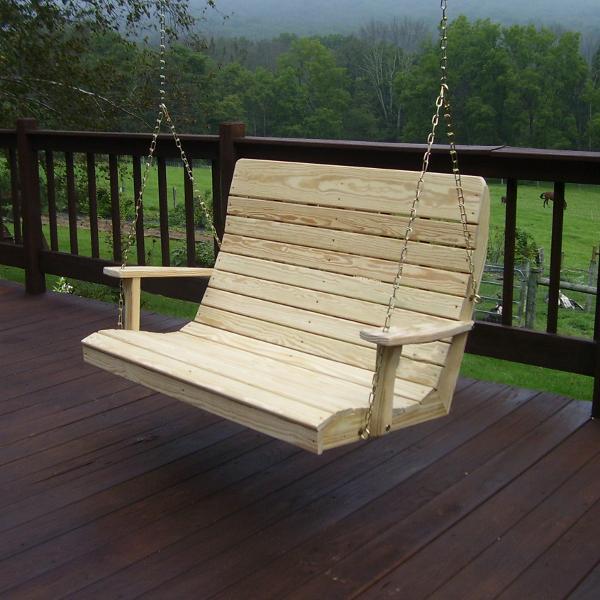 Pressure Treated Pine Highback Porch Swing - Outdoor Patio Furniture for Garden, Backyard, Deck Relaxation | Weather-Resistant & Durable Comfort Seating