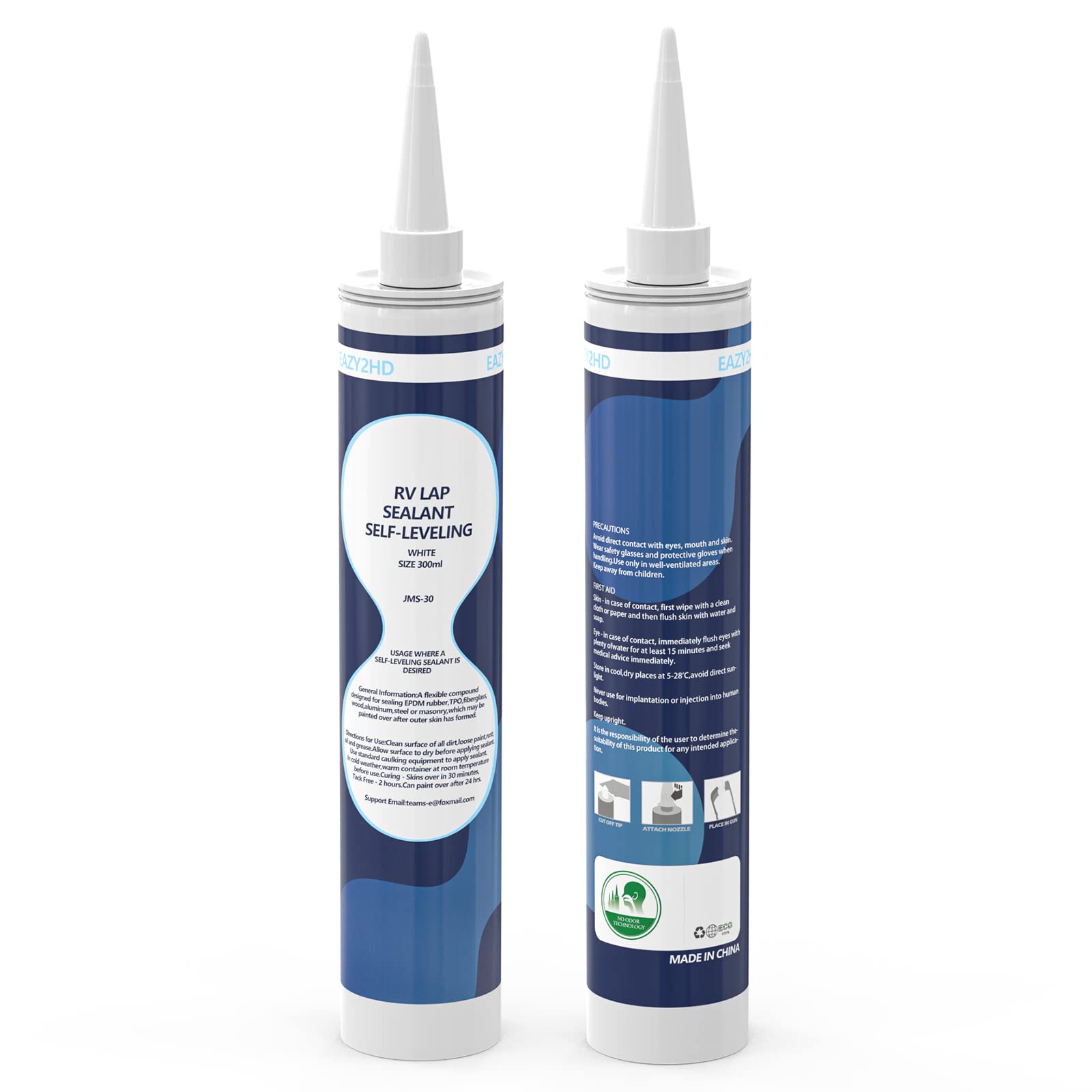 Eazy2hD 2 Pack RV Self-Leveling Lap Sealant for RV Roofs - Waterproof Roof Sealant for Campers, Trailers & RVs - EPDM Rubber Roof Repair & Protection (White) - Perfect for RV Roof Maintenance, Leak Prevention & Weatherproofing