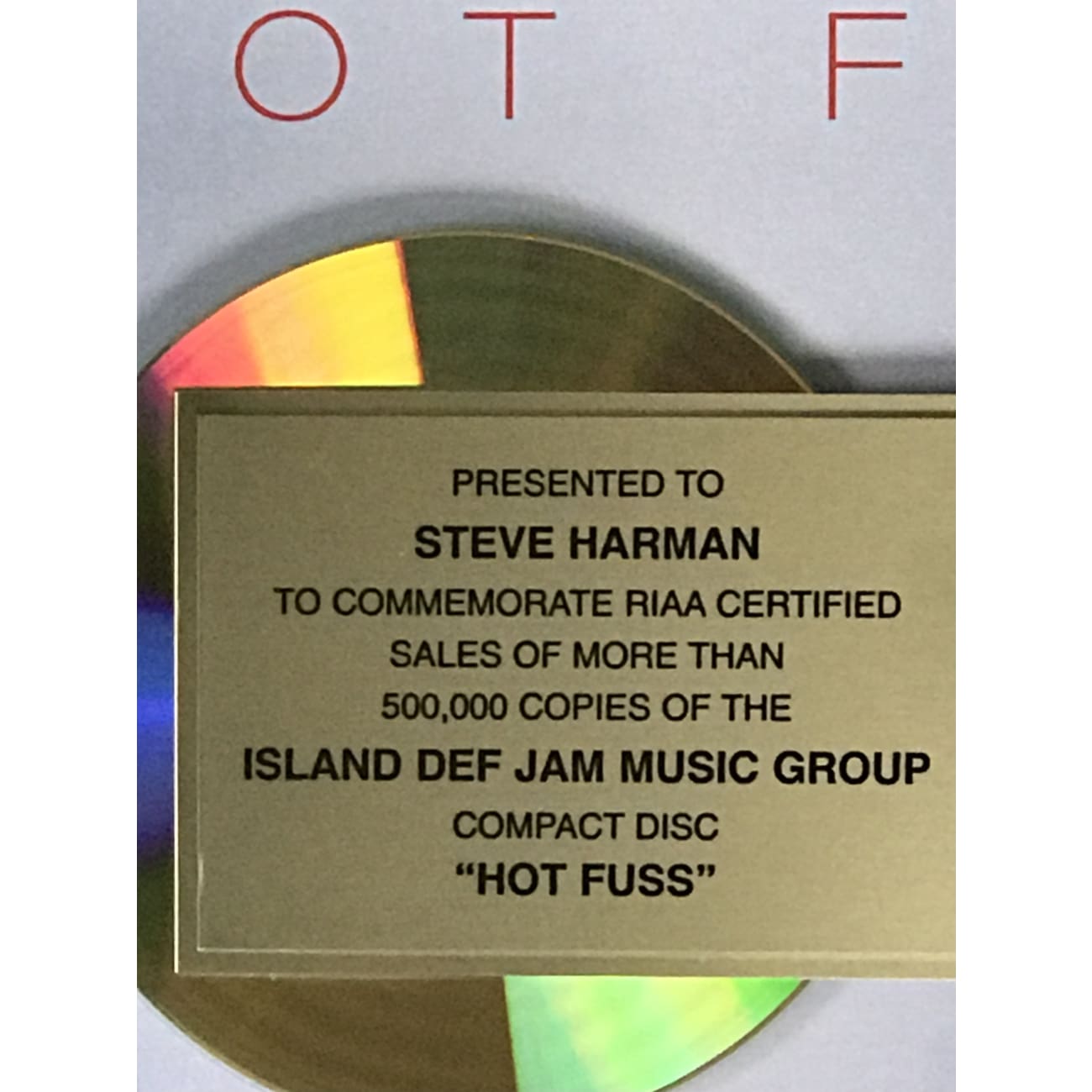 The Killers Hot Fuss Album - RIAA Certified Gold Award - Perfect for Rock Music Lovers & Collectors