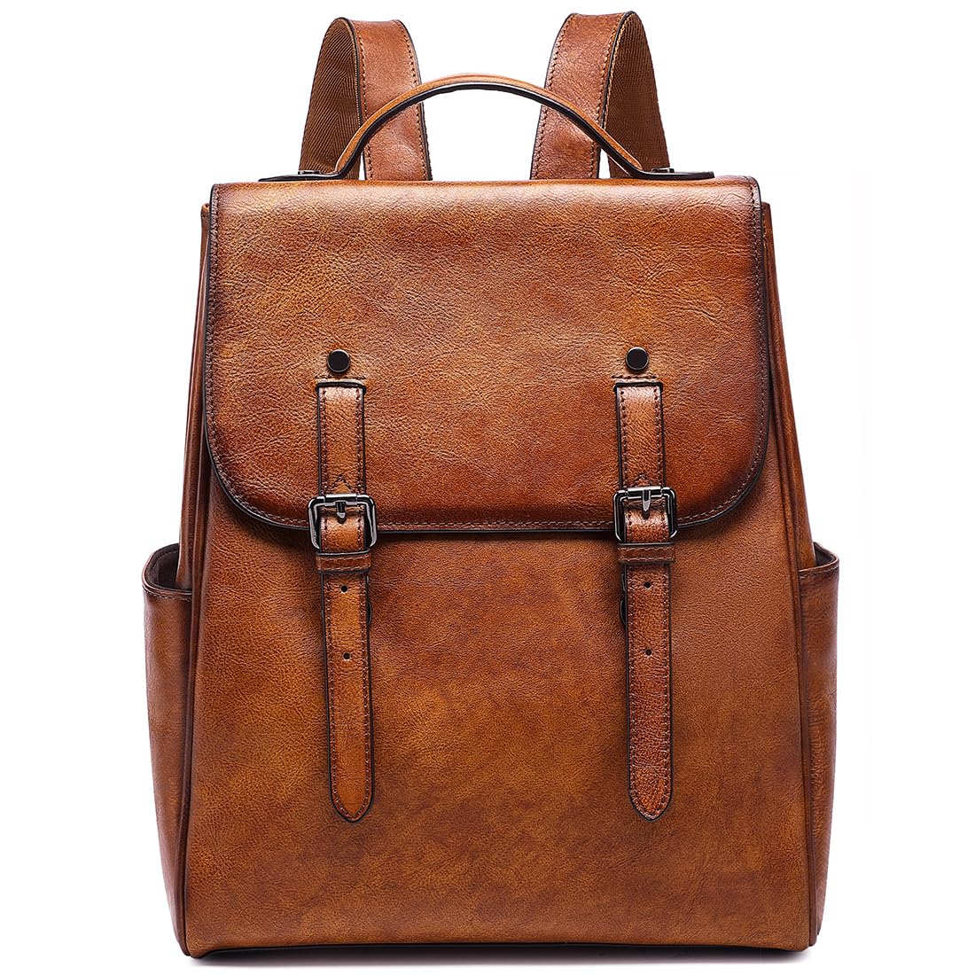 COOLCY Genuine Leather Backpack Purse for Women - Vintage Rucksack Retro Daypack (Brown) | Perfect for Work, Travel & College