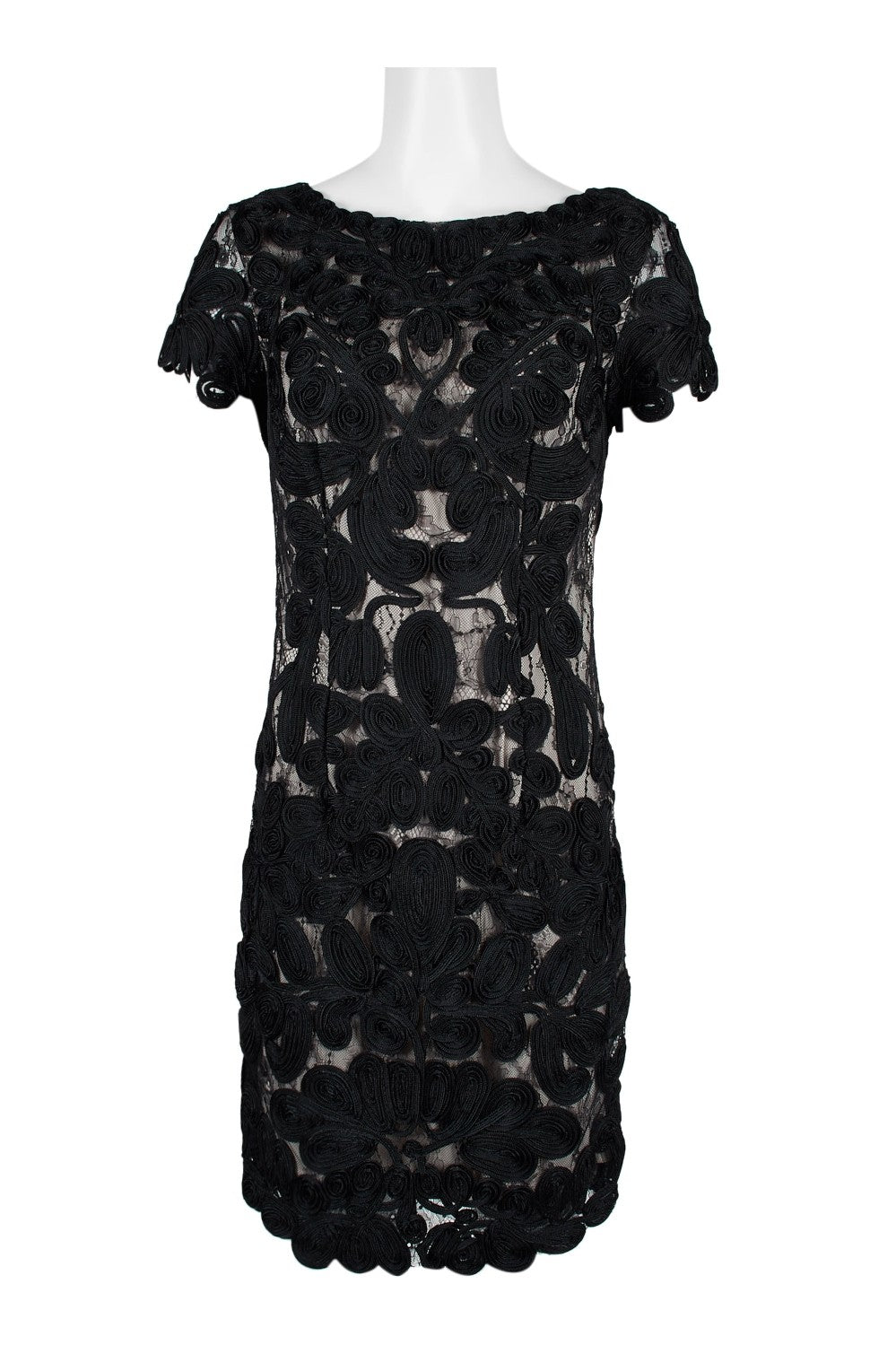 JS Collections Elegant Embroidered Lace Cocktail Dress for Women - Perfect for Evening Parties, Weddings & Special Occasions