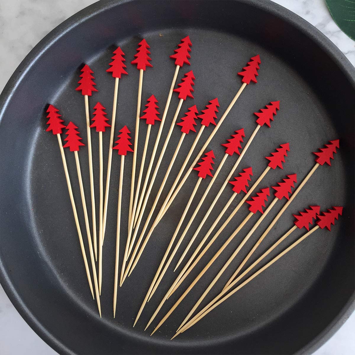 DOITOOL 200pcs Bamboo Cocktail Sticks - Reusable Party Toothpicks for Fruits, Appetizers & Drinks - Perfect for Cocktail Parties, Christmas Decorations & Home Entertaining