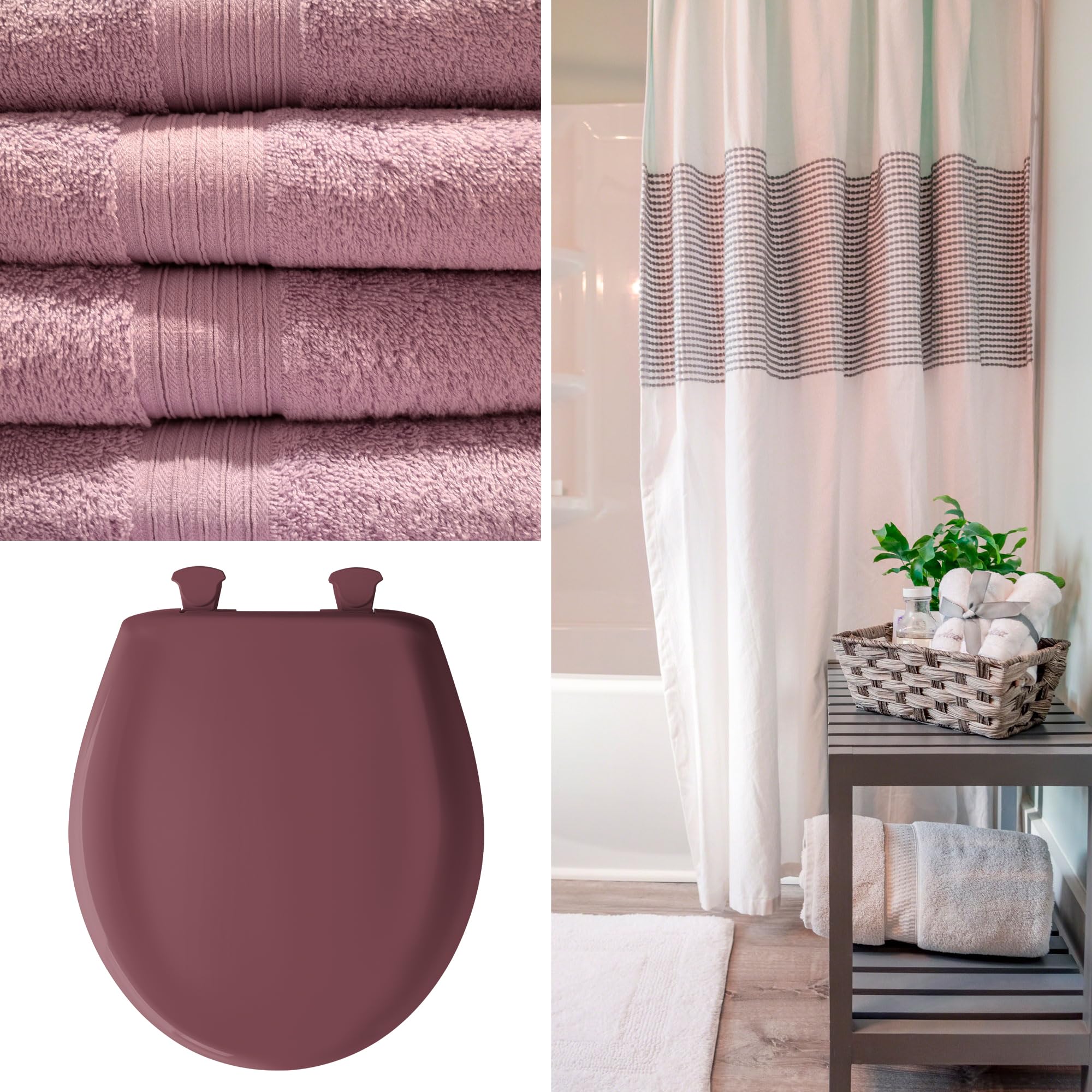 Bemis Classic Colors Slow Close Toilet Seat - Easy Clean Hinges, Durable Plastic Elongated Toilet Seat in Raspberry | Perfect for Bathroom Upgrade, Home Renovation & Modern Interior Design