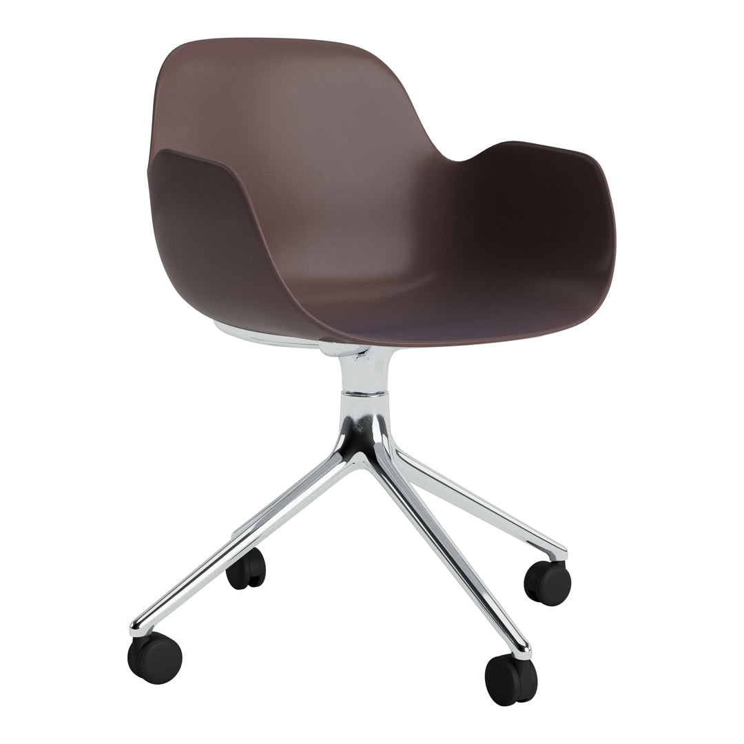 Modern Form Armchair with 4-Wheel Swivel Base - Ergonomic Office Chair for Home & Workspace - Perfect for Desks, Living Rooms, and Study Areas