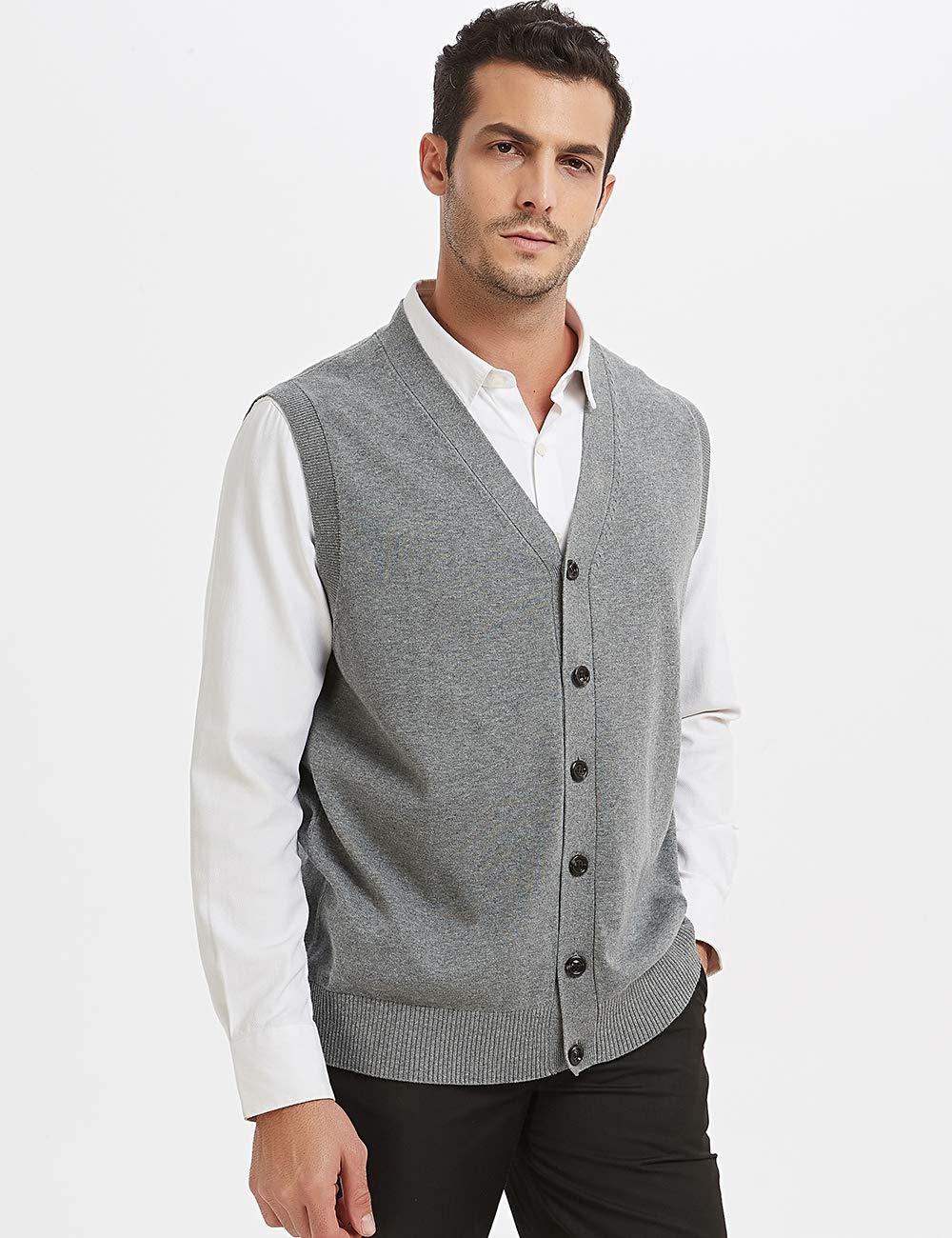 TopTie Men's Solid Knitted Sweater Vest - Lightweight Thermal Cardigan for Layering - Perfect for Office, Casual Wear & Winter Outfits