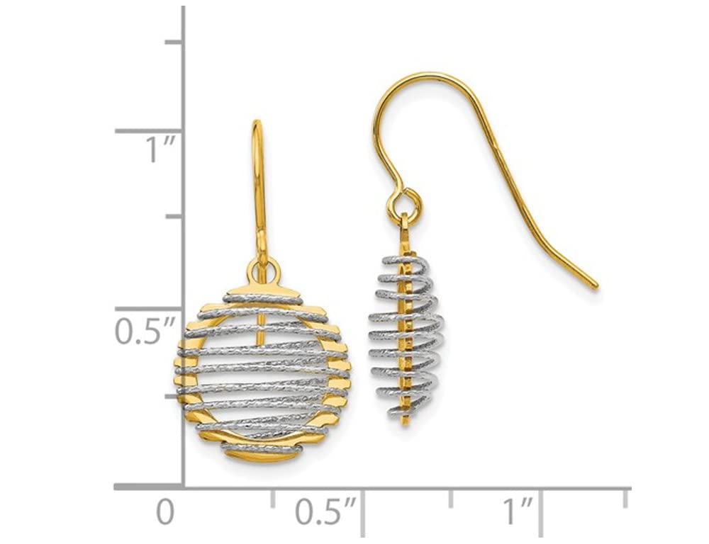 14K Yellow & White Gold Wire Wrapped Dangle Earrings for Women - Elegant Handmade Drop Earrings for Parties, Weddings & Special Occasions